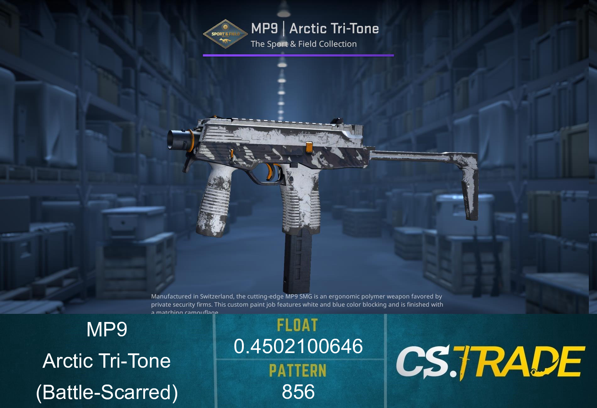 MP9 | Arctic Tri-Tone (Battle-Scarred) Screenshot