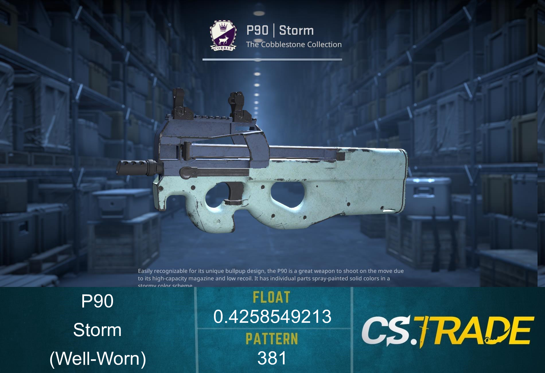Souvenir P90 | Storm (Well-Worn) Screenshot