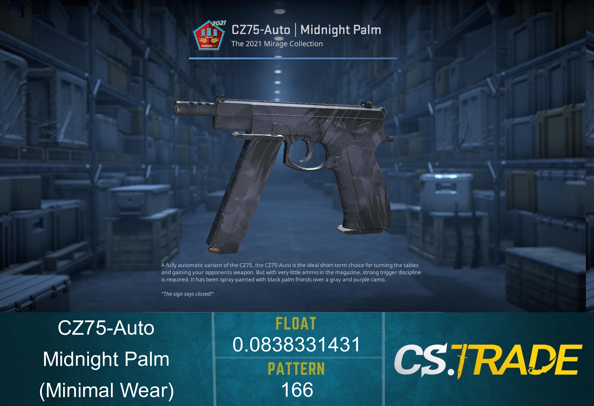 Souvenir CZ75-Auto | Midnight Palm (Minimal Wear) Screenshot