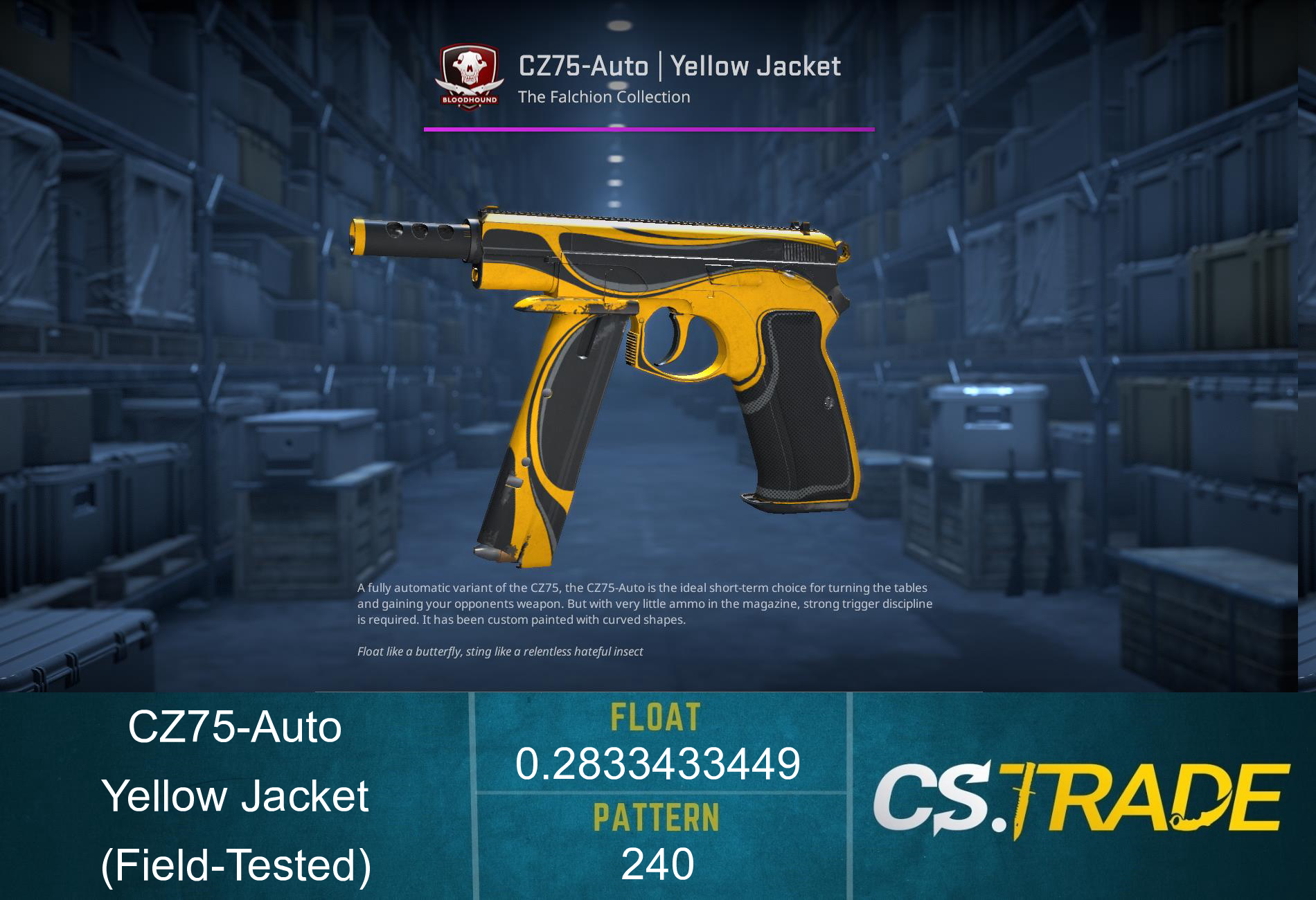 StatTrak™ CZ75-Auto | Yellow Jacket (Field-Tested) Screenshot