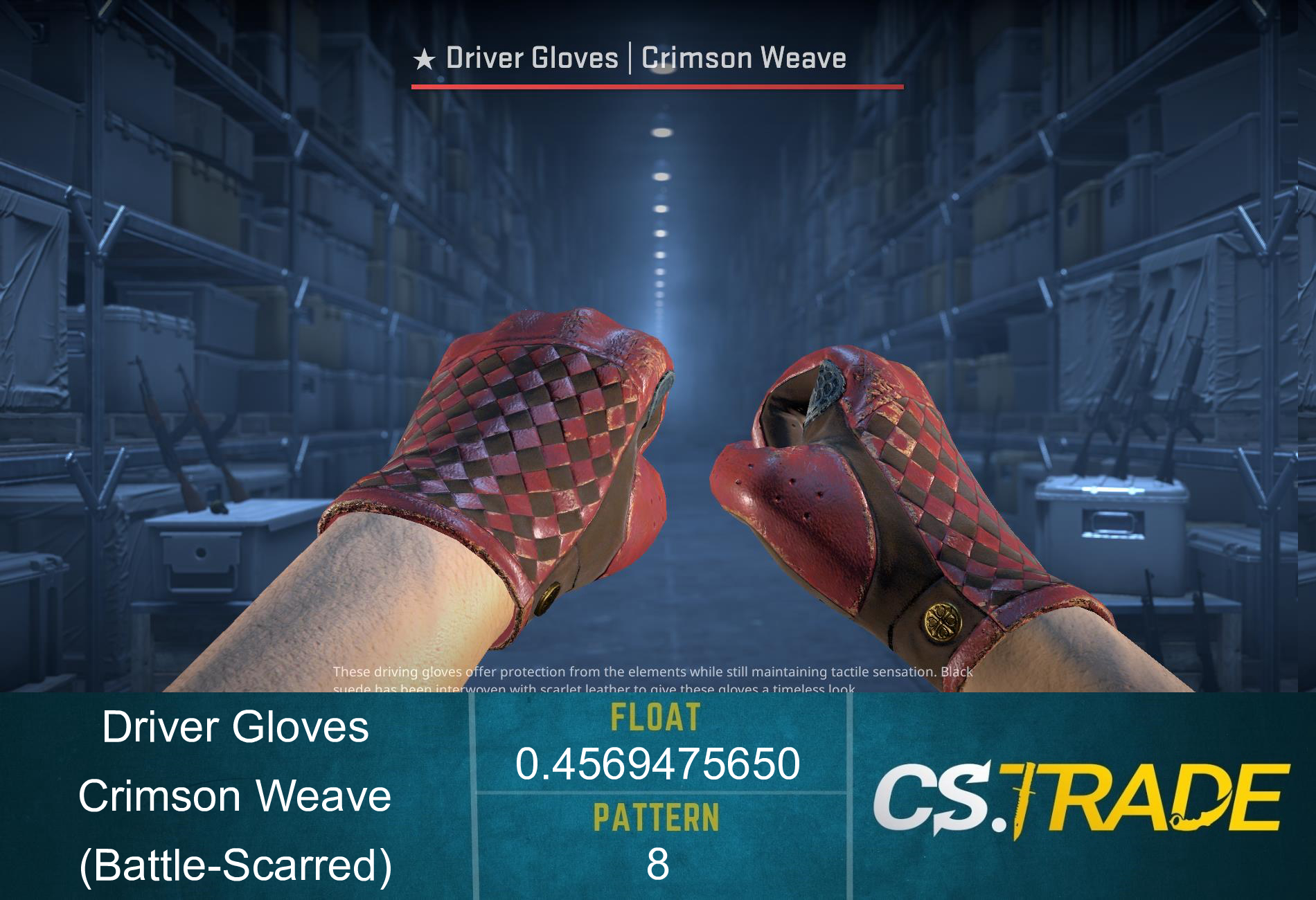 ★ Driver Gloves | Crimson Weave (Battle-Scarred) Screenshot