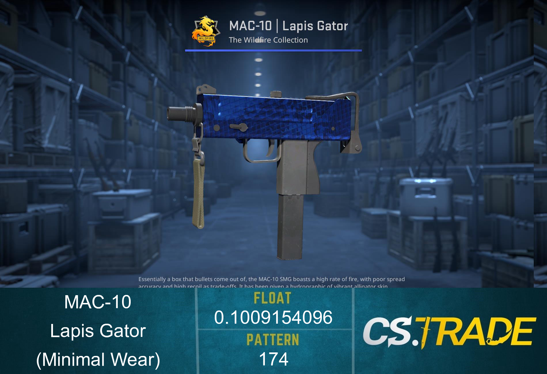 MAC-10 | Lapis Gator (Minimal Wear) Screenshot