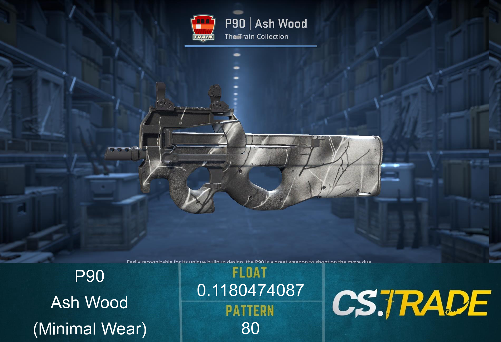 Souvenir P90 | Ash Wood (Minimal Wear) Screenshot