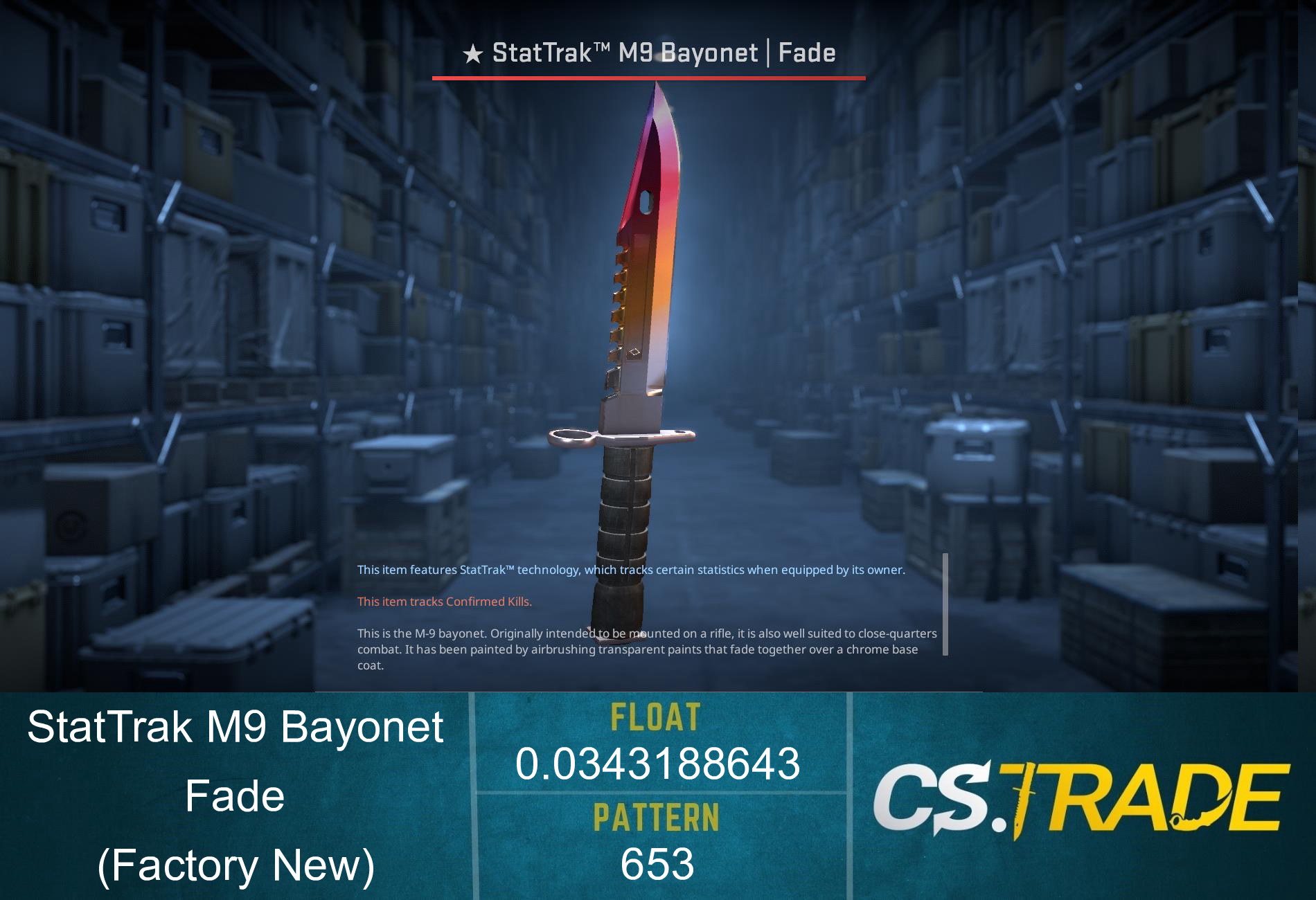 ★ StatTrak™ M9 Bayonet | Fade (Minimal Wear) Screenshot