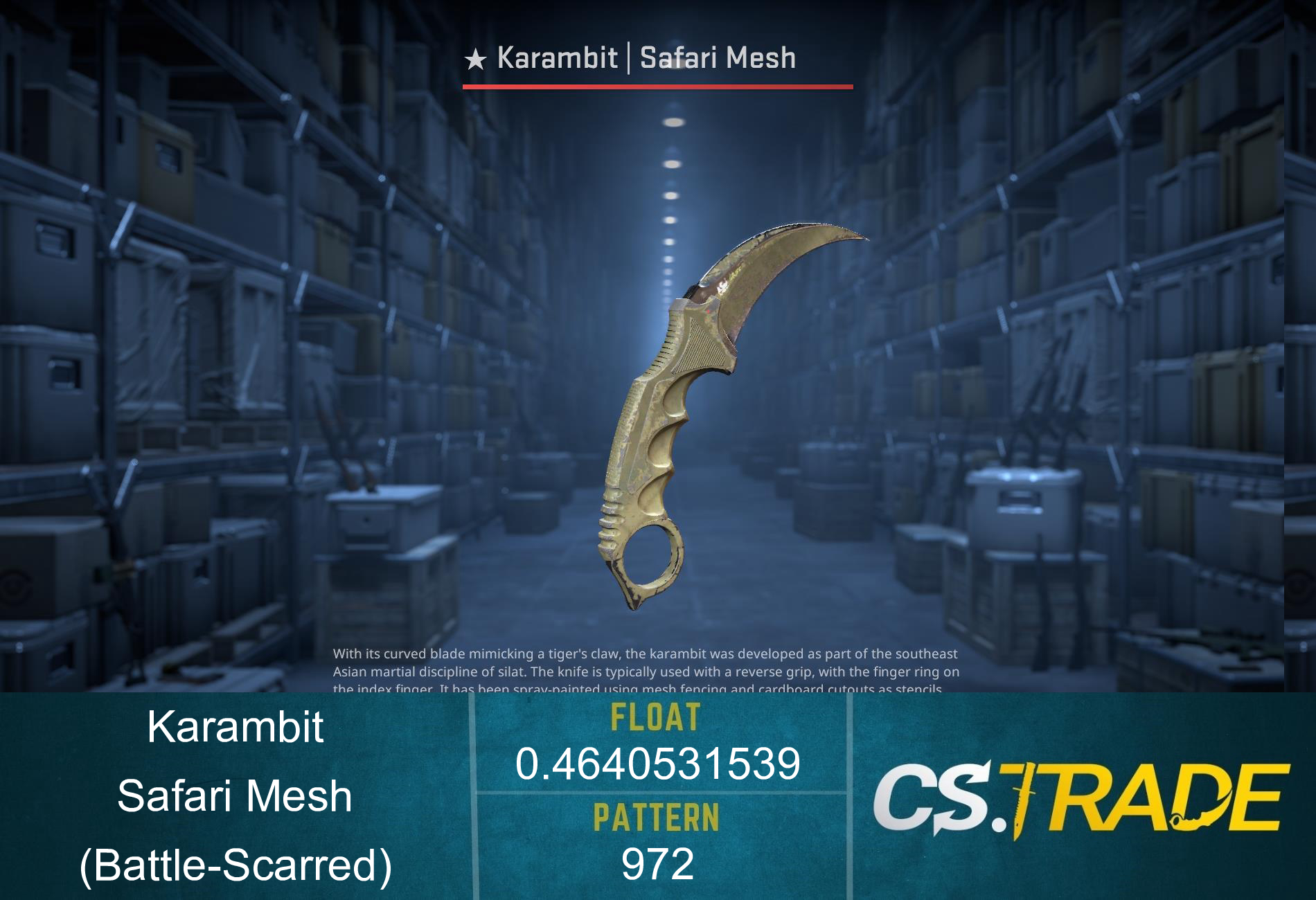 ★ Karambit | Safari Mesh (Battle-Scarred) Screenshot