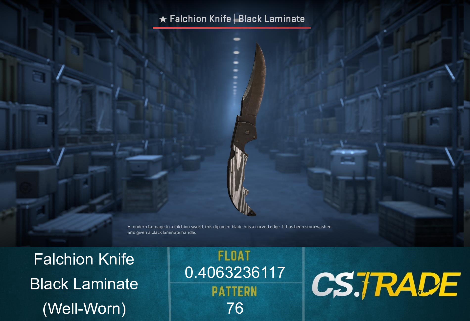 ★ Falchion Knife | Black Laminate (Well-Worn) Screenshot