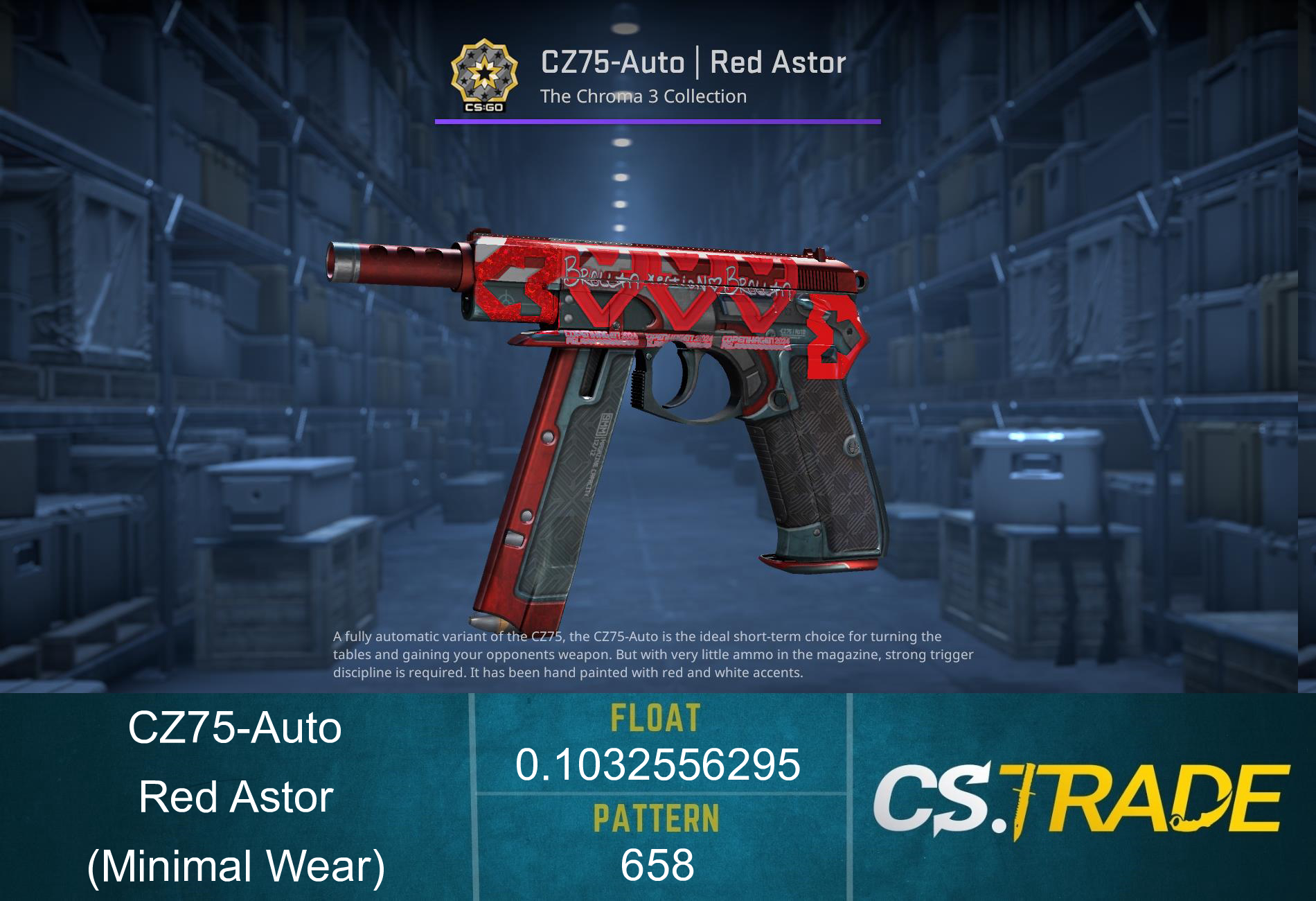 CZ75-Auto | Red Astor (Minimal Wear) Screenshot