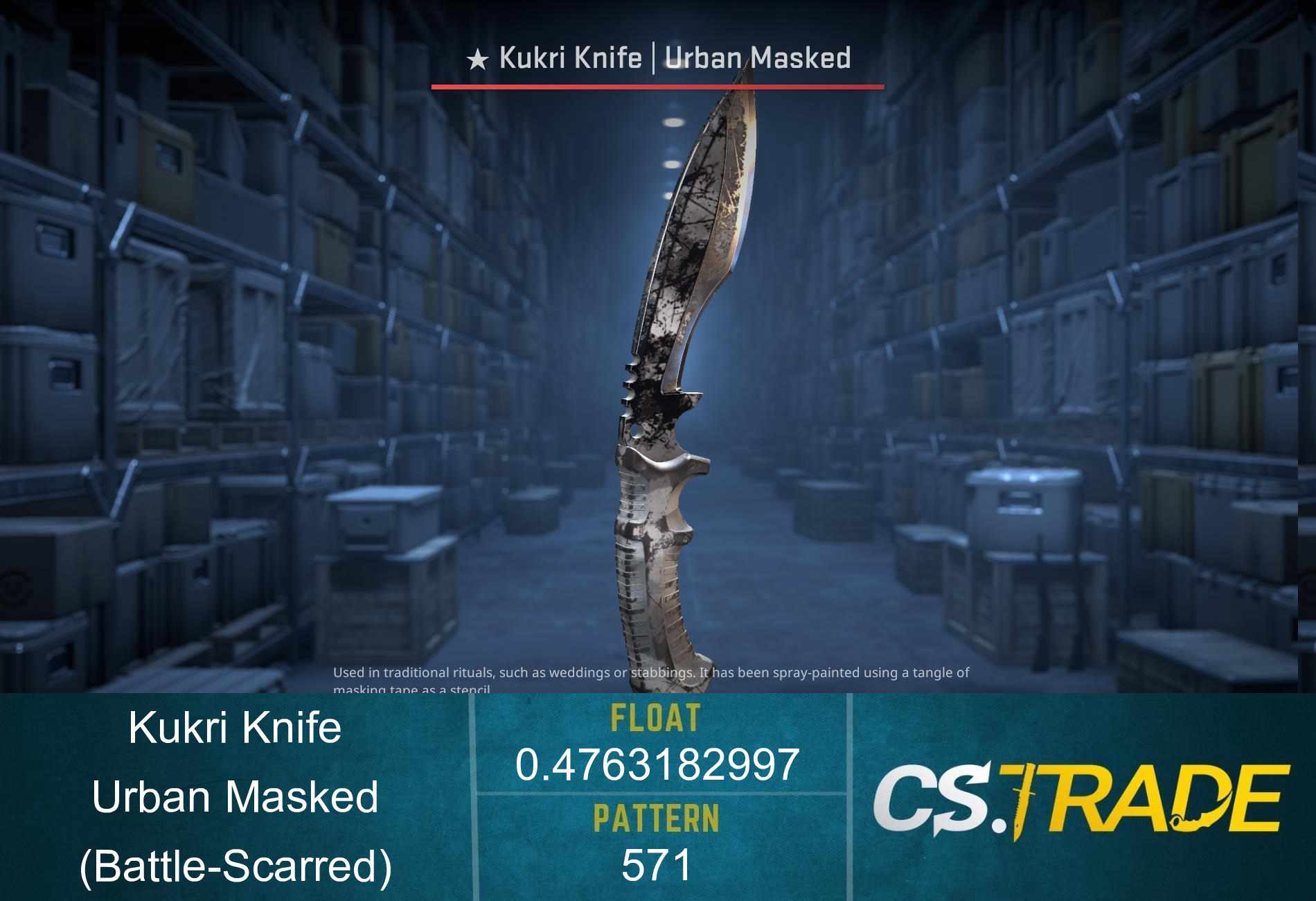 ★ StatTrak™ Kukri Knife | Urban Masked (Battle-Scarred) Screenshot