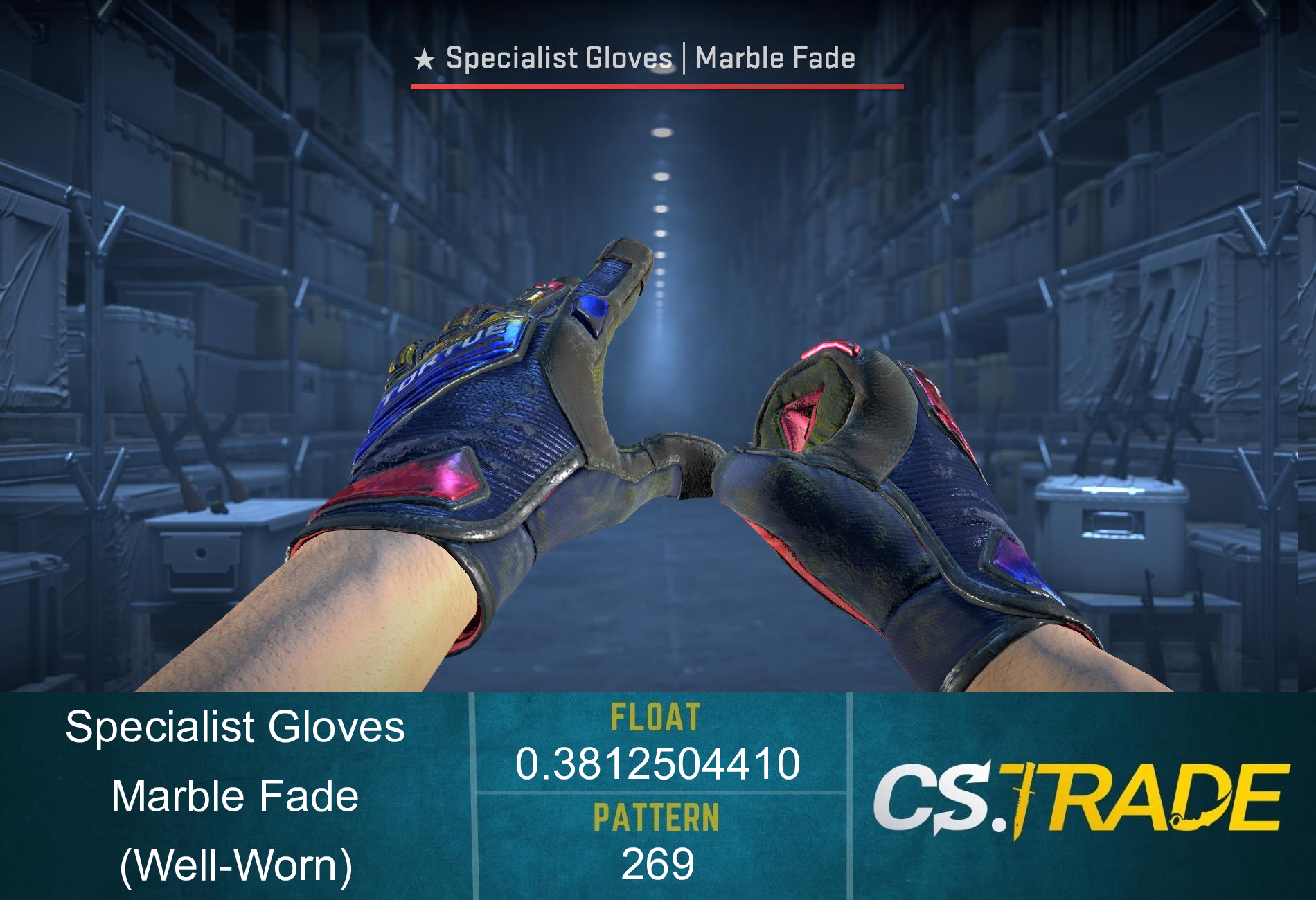 ★ Specialist Gloves | Marble Fade (Well-Worn) Screenshot