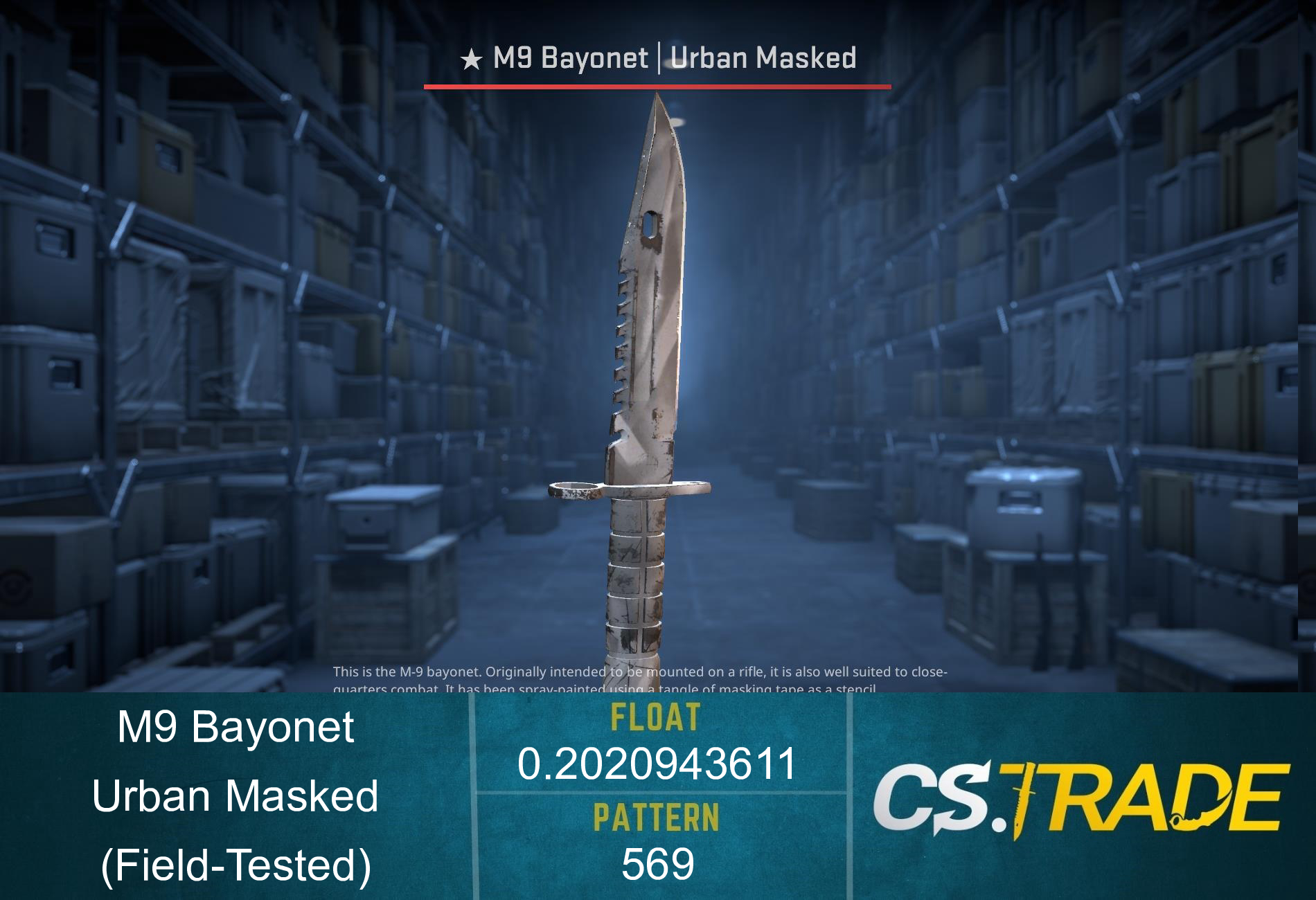 ★ M9 Bayonet | Urban Masked (Field-Tested) Screenshot