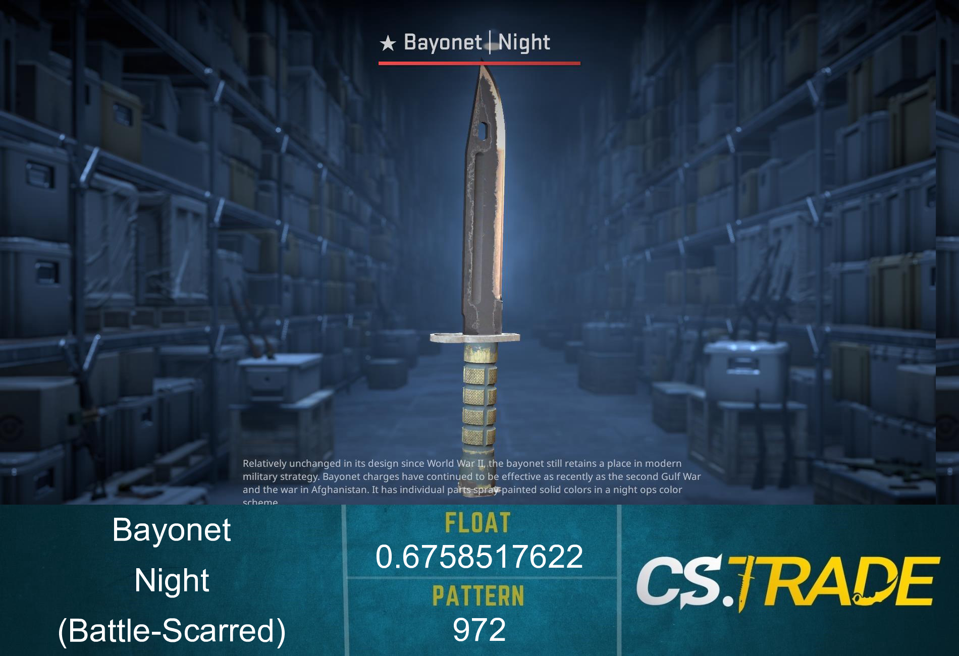 ★ StatTrak™ Bayonet | Night (Battle-Scarred) Screenshot