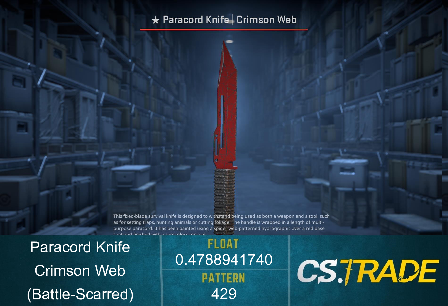★ Paracord Knife | Crimson Web (Battle-Scarred) Screenshot