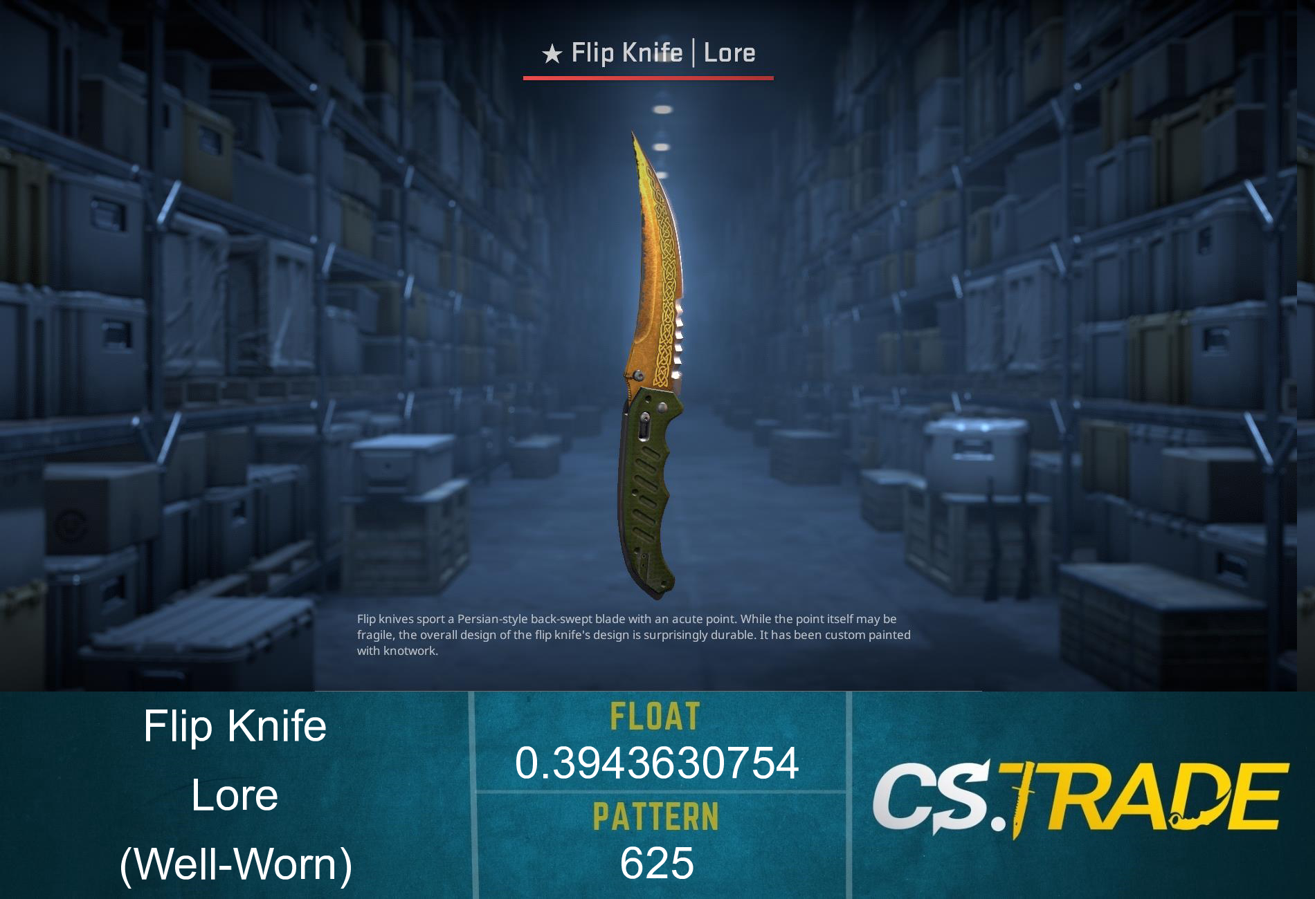 ★ StatTrak™ Flip Knife | Lore (Well-Worn) Screenshot