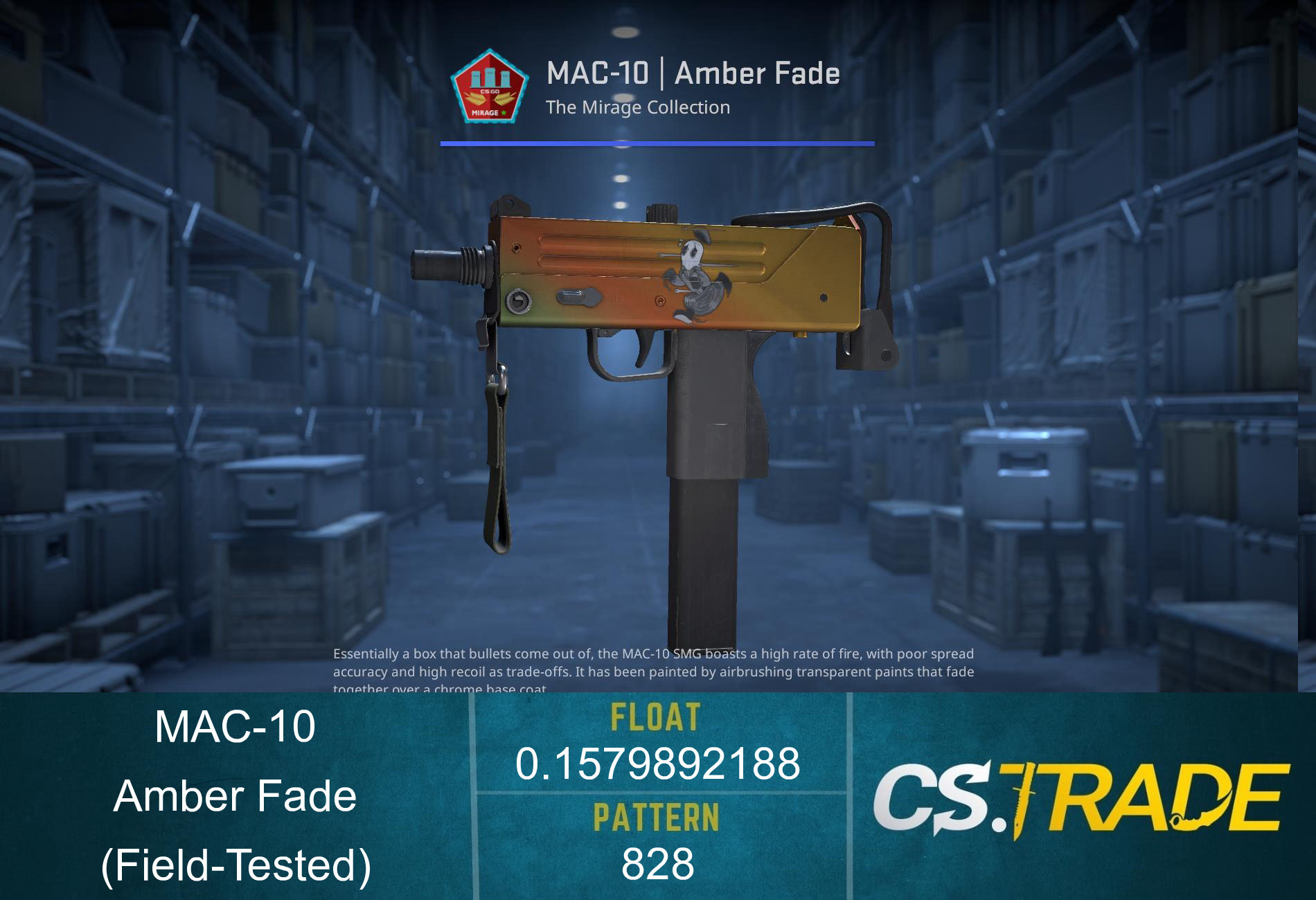 MAC-10 | Amber Fade (Field-Tested) Screenshot