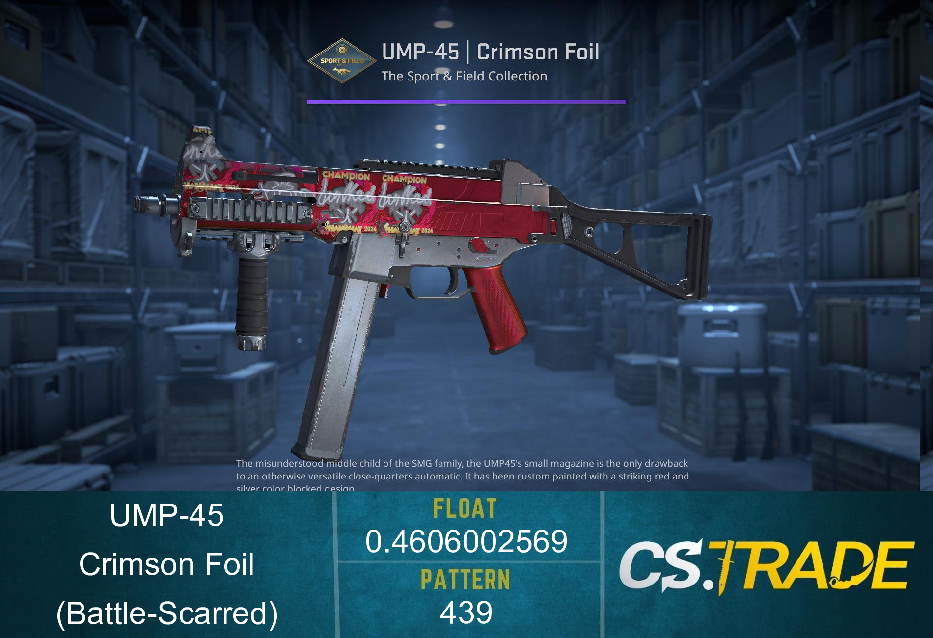 UMP-45 | Crimson Foil (Battle-Scarred) Screenshot