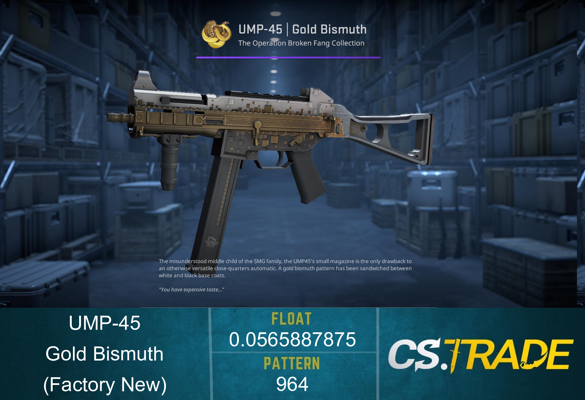 UMP-45 | Gold Bismuth (Factory New) Screenshot