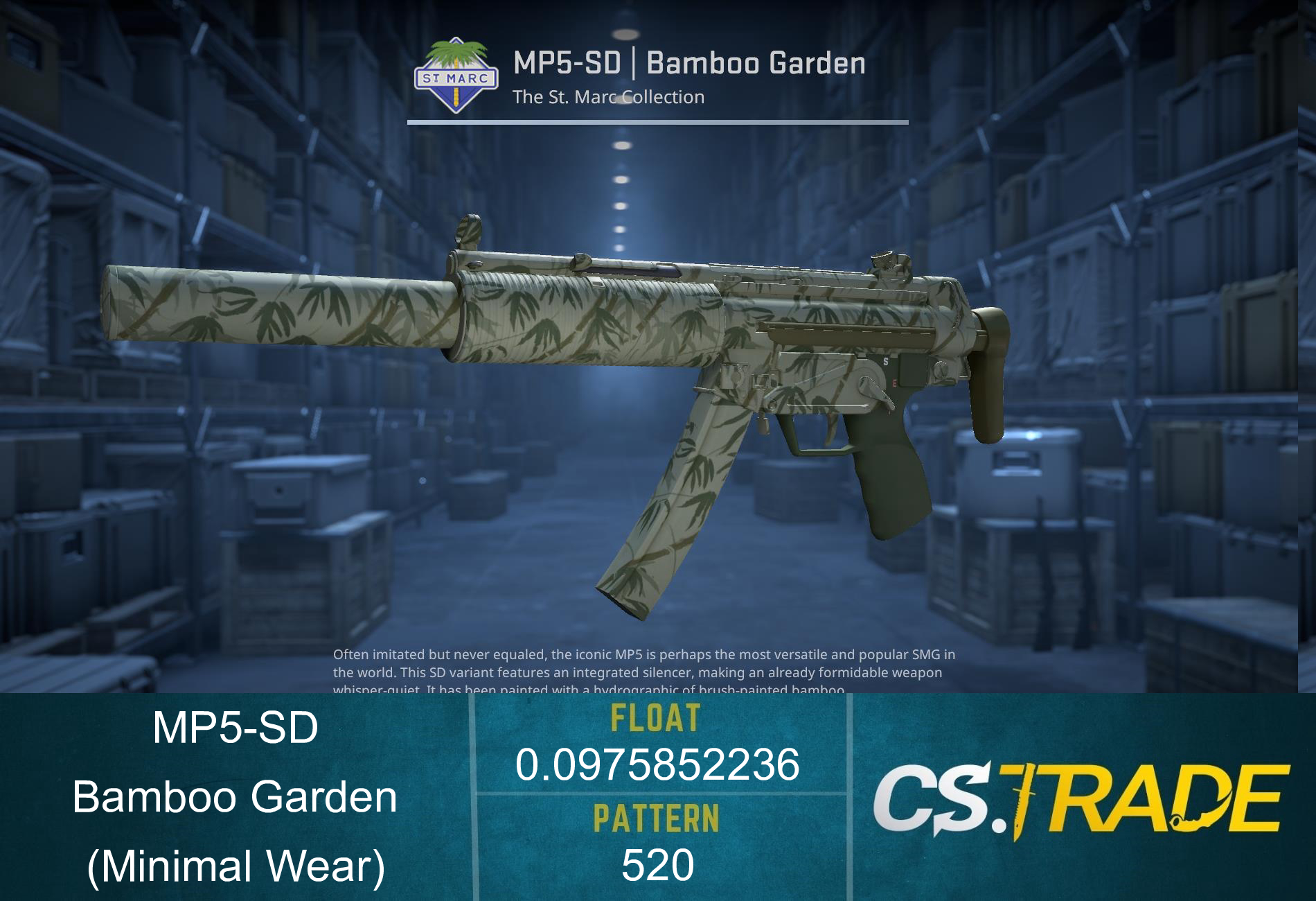 MP5-SD | Bamboo Garden (Minimal Wear) Screenshot