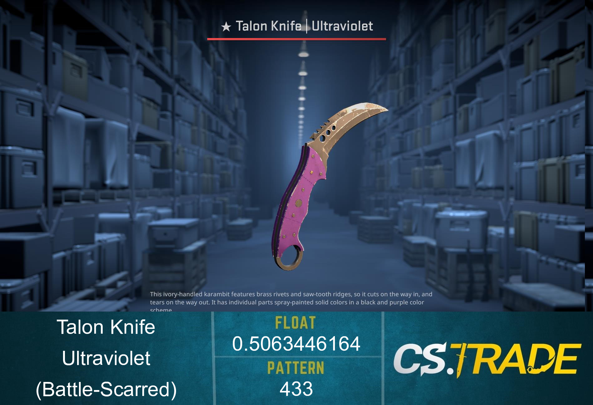 ★ StatTrak™ Talon Knife | Ultraviolet (Battle-Scarred) Screenshot