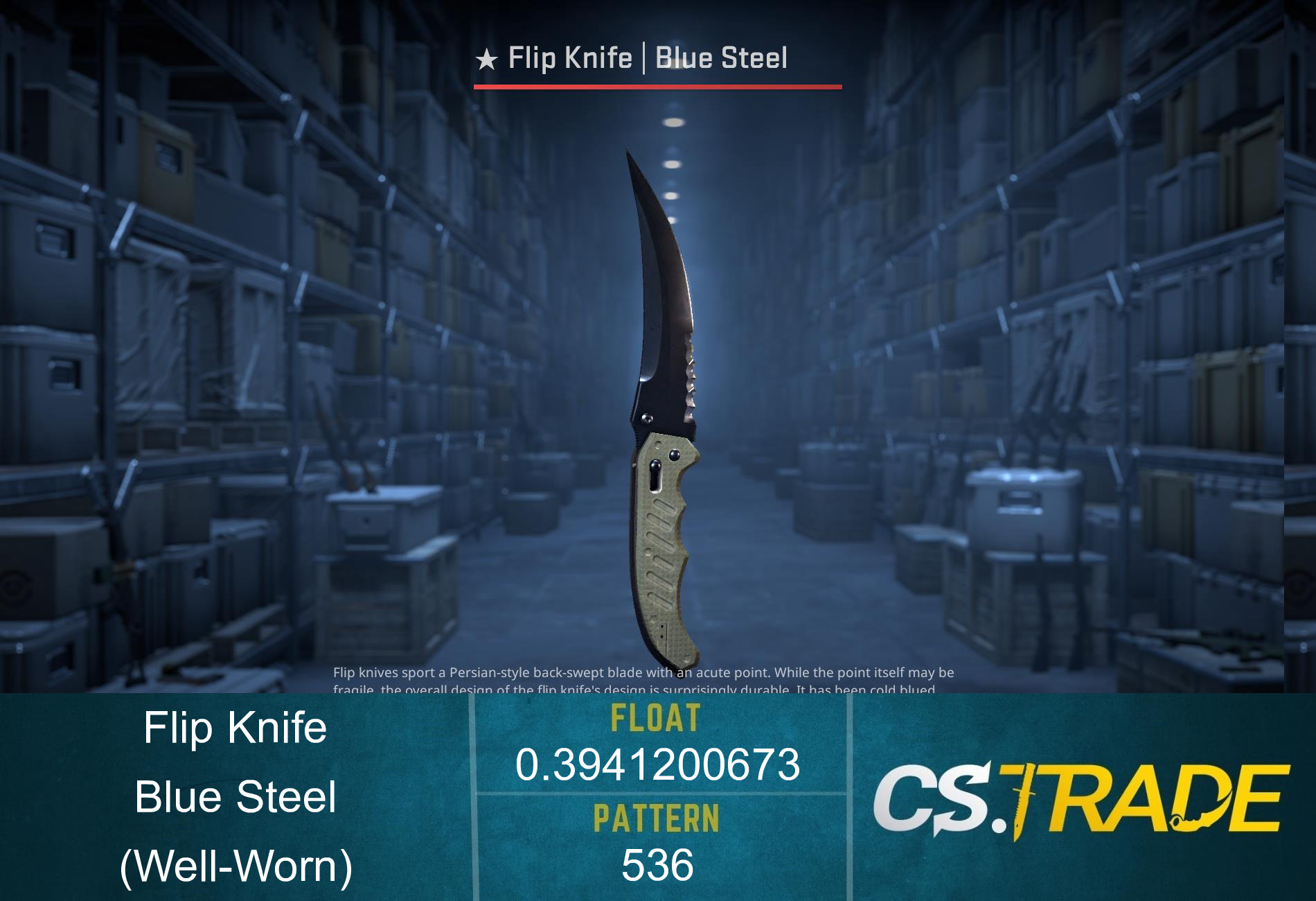★ StatTrak™ Flip Knife | Blue Steel (Well-Worn) Screenshot