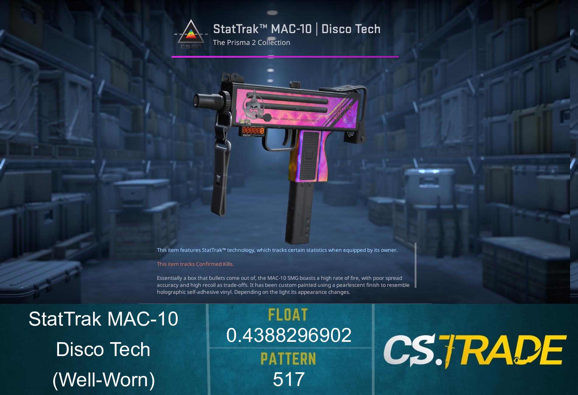 StatTrak™ MAC-10 | Disco Tech (Well-Worn)