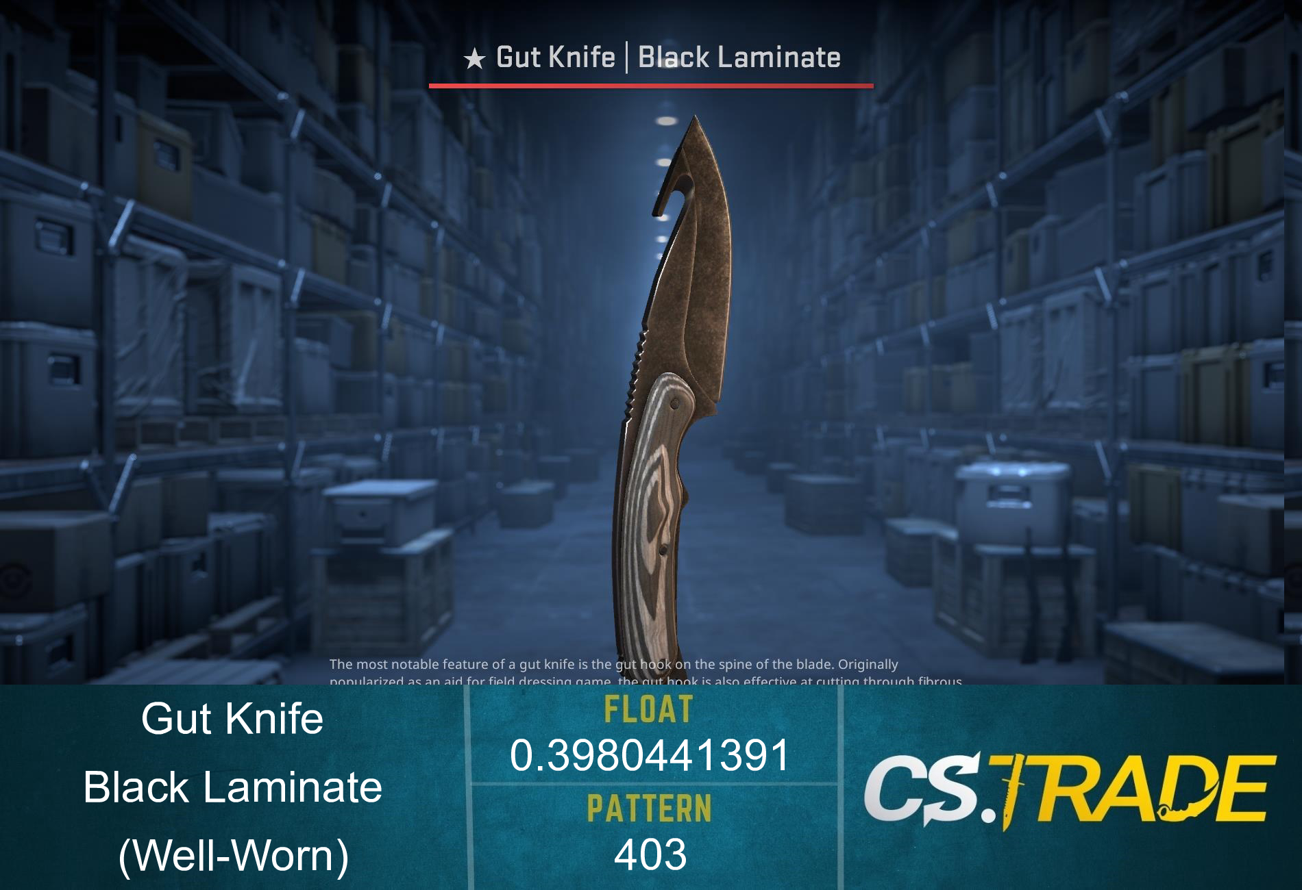 ★ Gut Knife | Black Laminate (Well-Worn) Screenshot