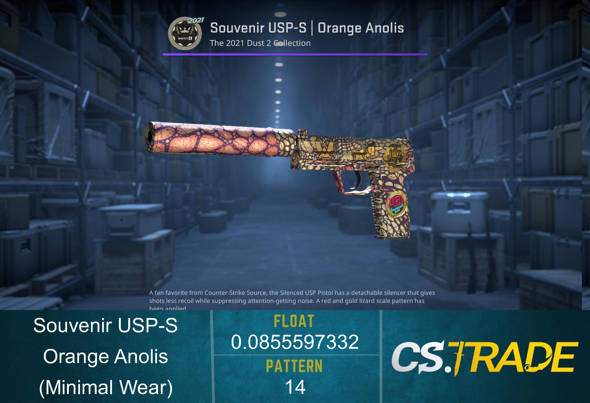 USP-S | Orange Anolis (Minimal Wear) Screenshot