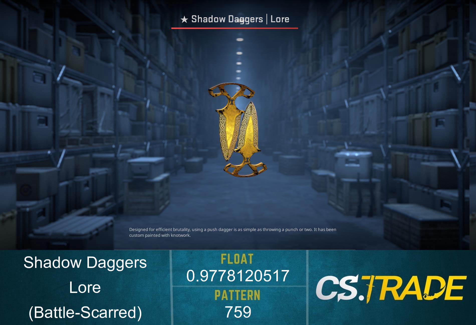 ★ StatTrak™ Shadow Daggers | Lore (Battle-Scarred) Screenshot
