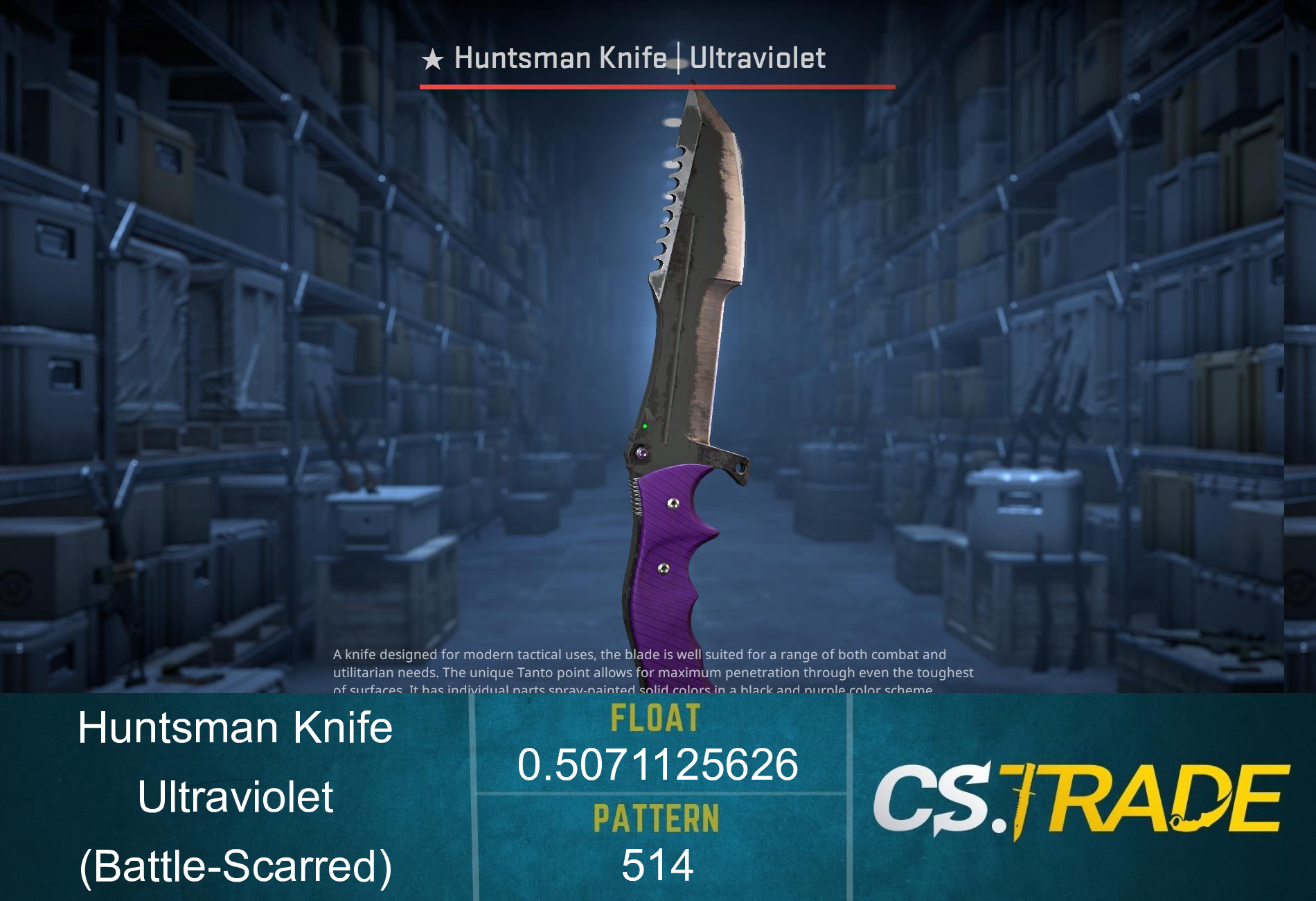 ★ StatTrak™ Huntsman Knife | Ultraviolet (Battle-Scarred) Screenshot