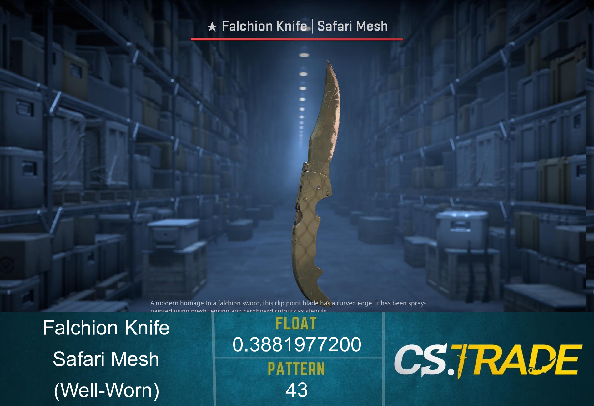 ★ StatTrak™ Falchion Knife | Safari Mesh (Well-Worn) Screenshot