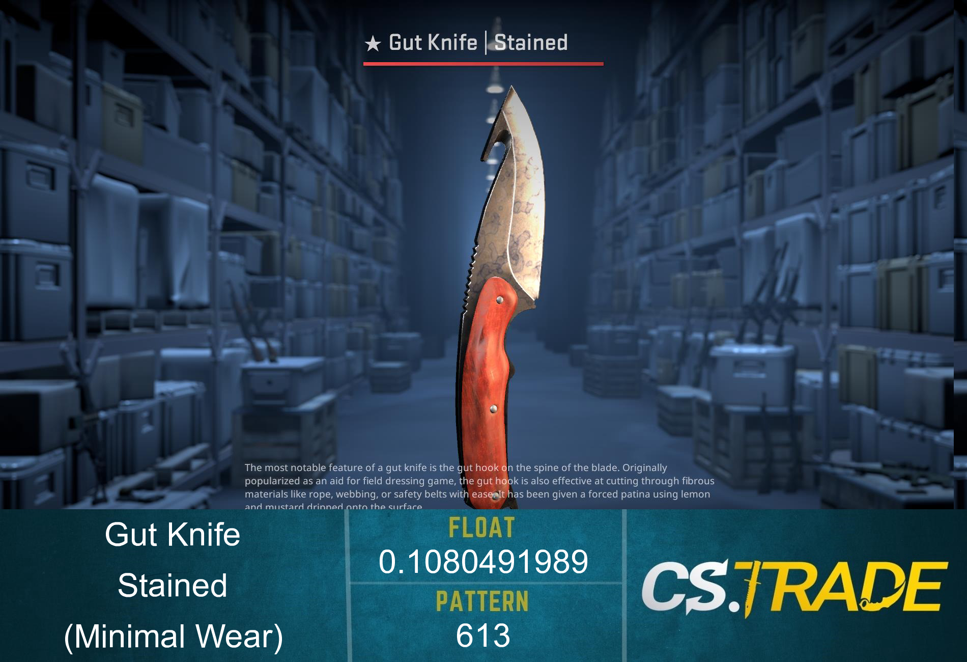 ★ StatTrak™ Gut Knife | Stained (Minimal Wear) Screenshot