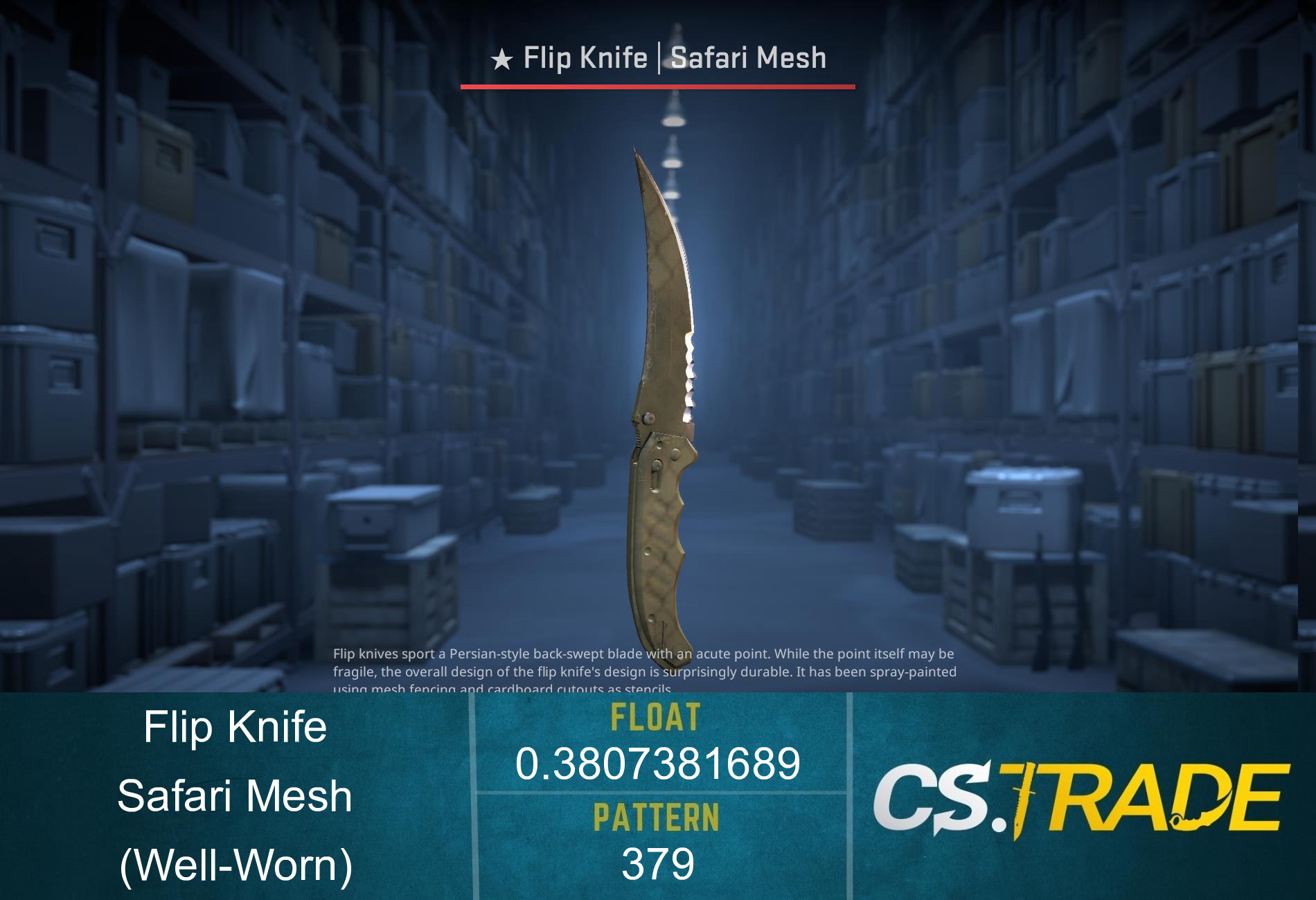 ★ StatTrak™ Flip Knife | Safari Mesh (Well-Worn) Screenshot