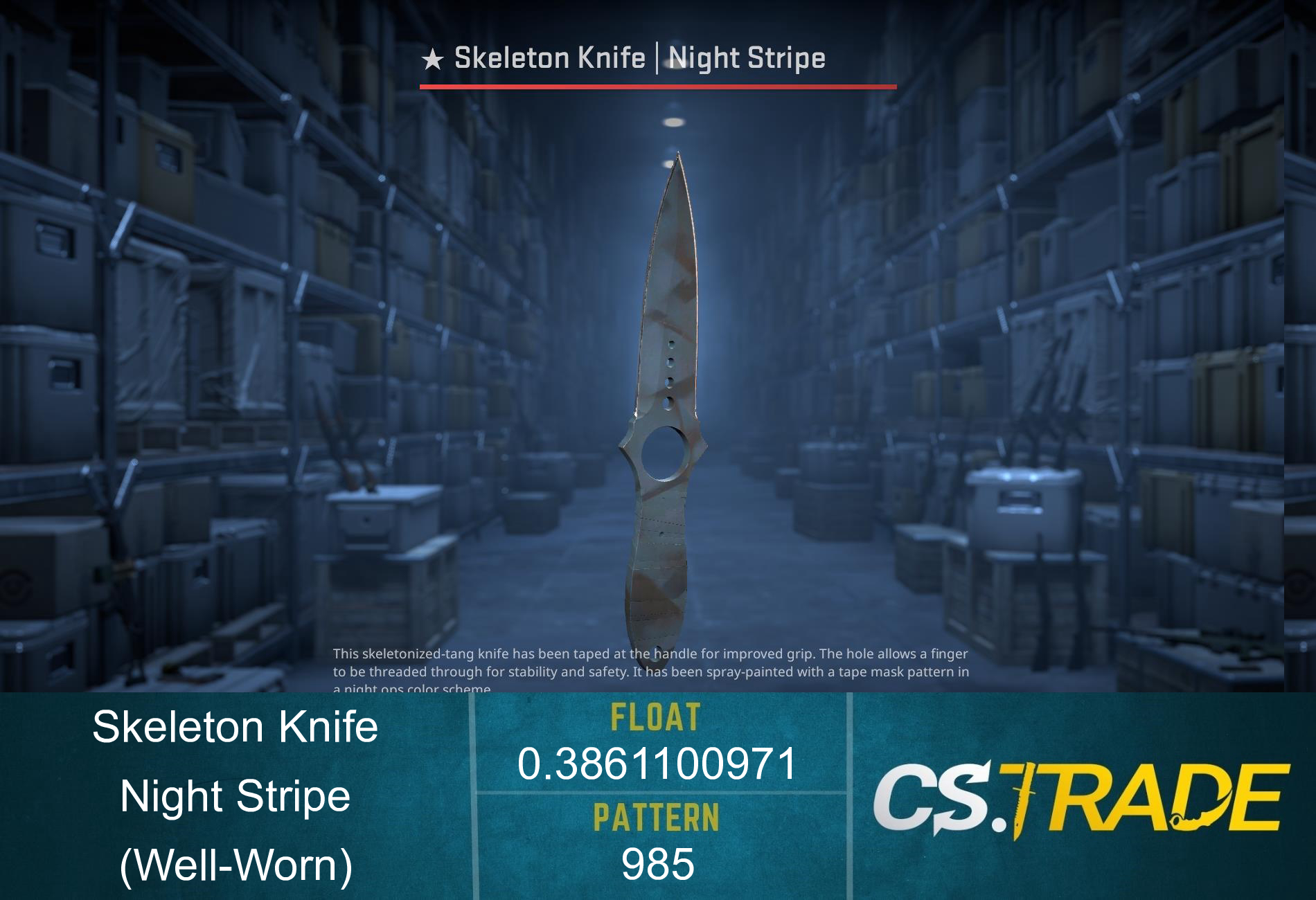 ★ StatTrak™ Skeleton Knife | Night Stripe (Well-Worn) Screenshot