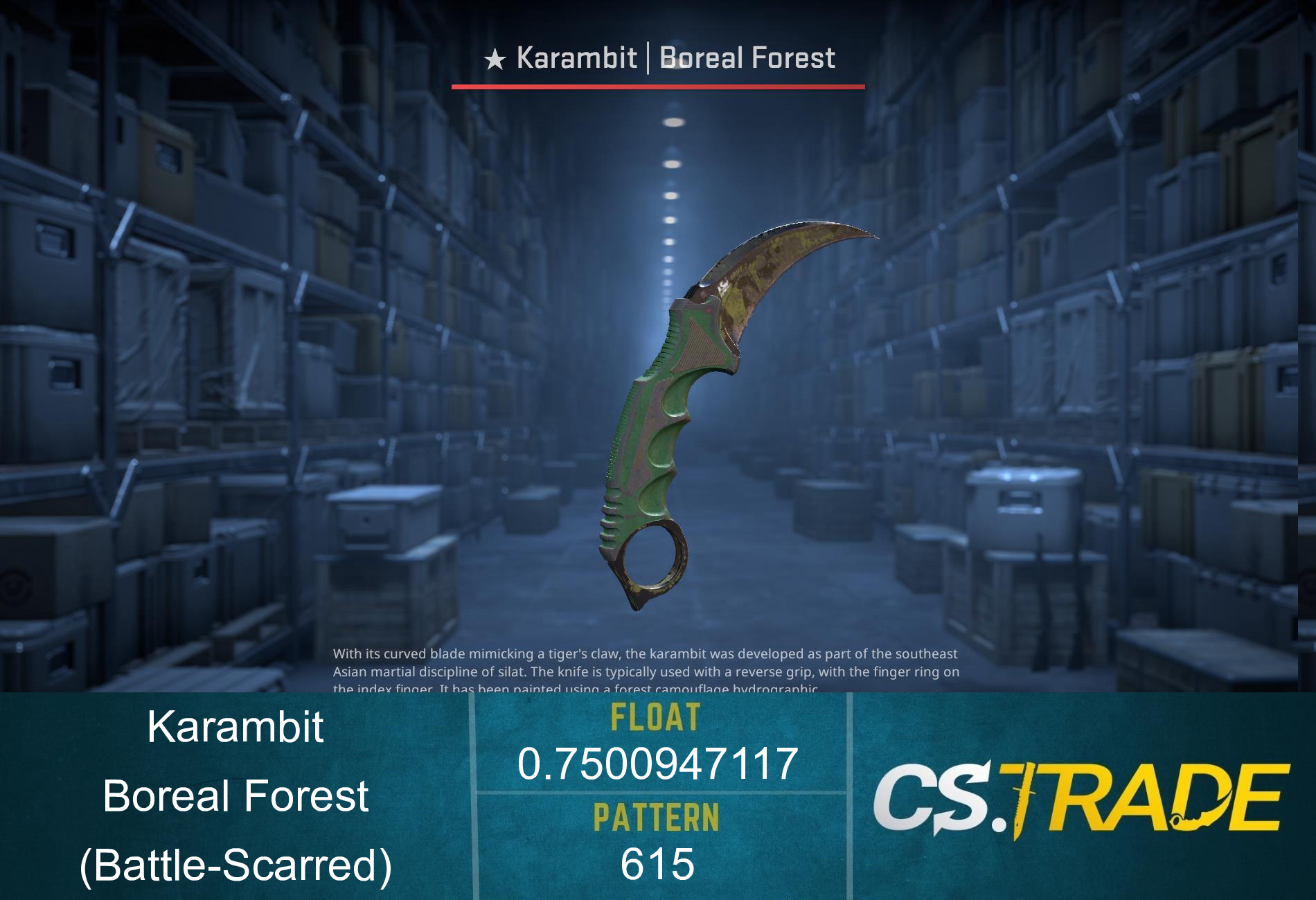 ★ StatTrak™ Karambit | Boreal Forest (Battle-Scarred) Screenshot