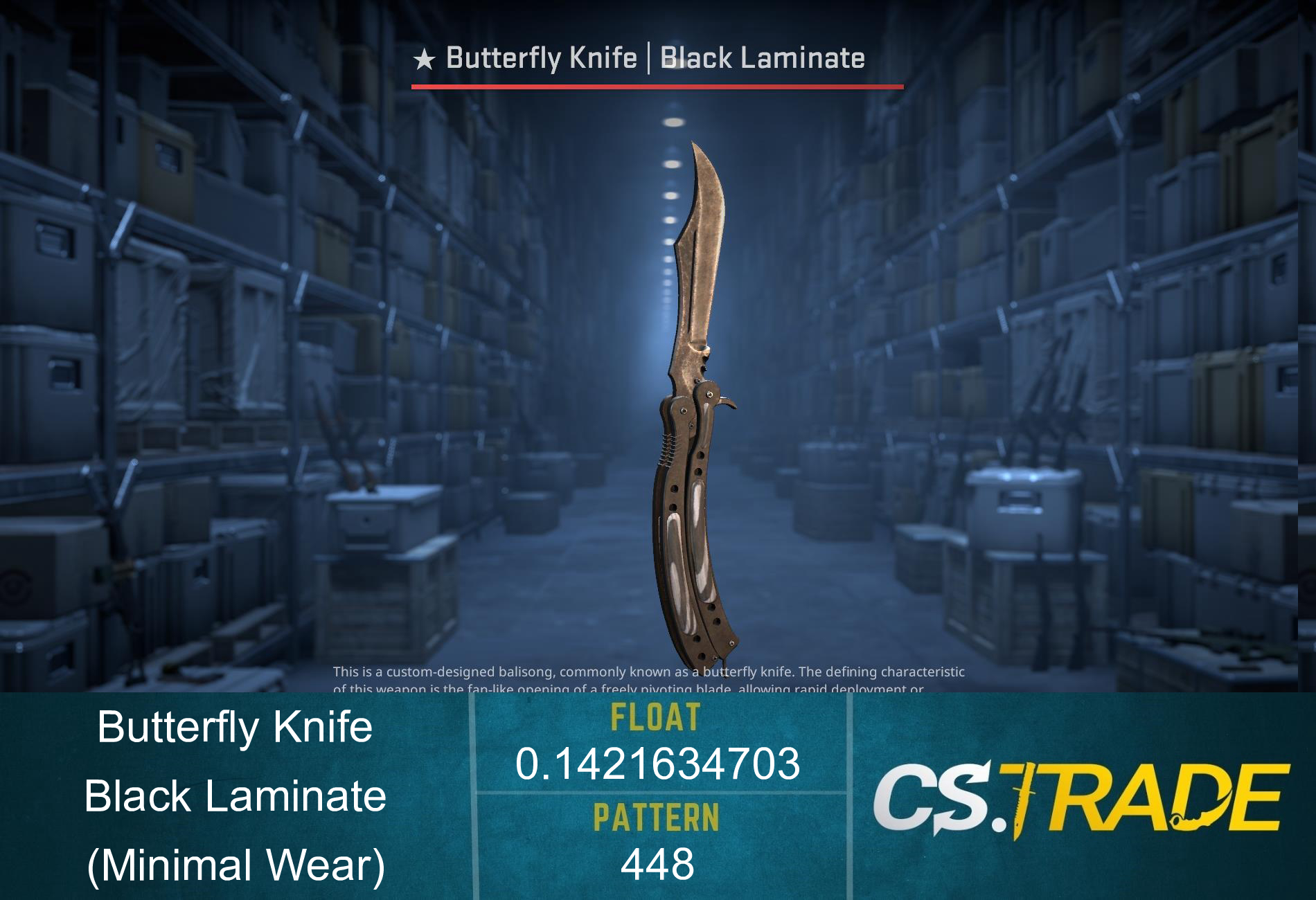 ★ StatTrak™ Butterfly Knife | Black Laminate (Minimal Wear) Screenshot