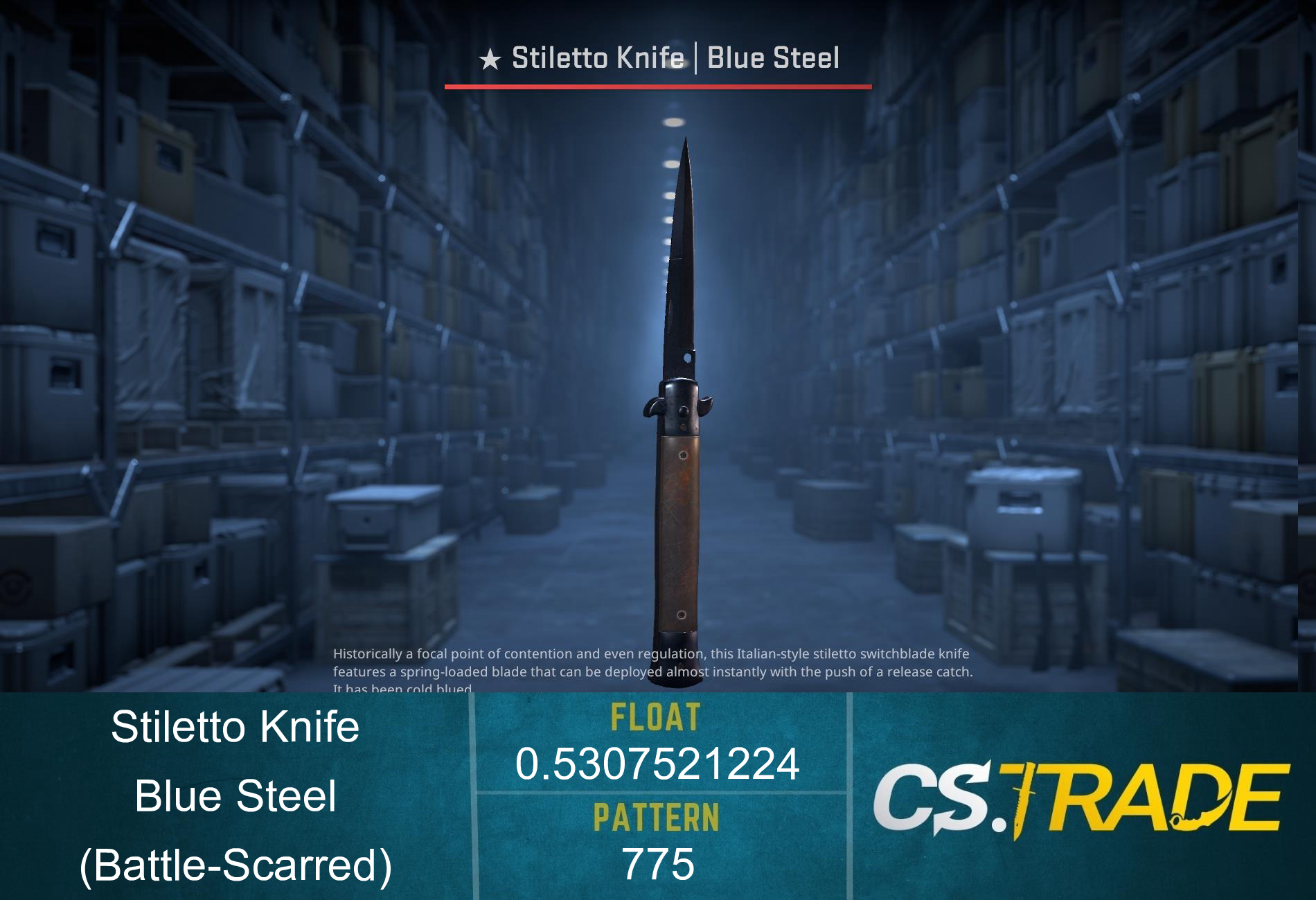 ★ StatTrak™ Stiletto Knife | Blue Steel (Battle-Scarred) Screenshot