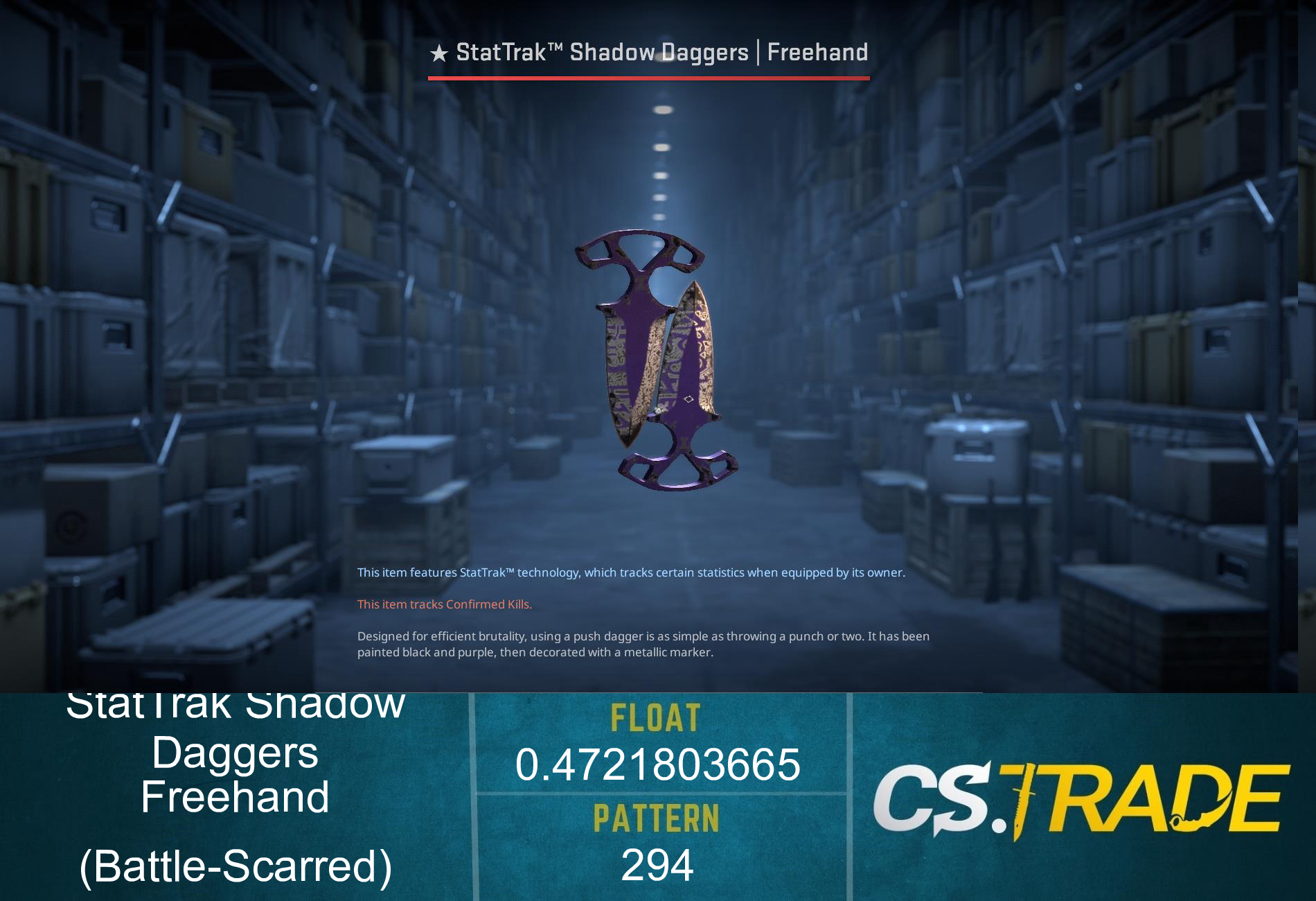 ★ StatTrak™ Shadow Daggers | Freehand (Battle-Scarred)
