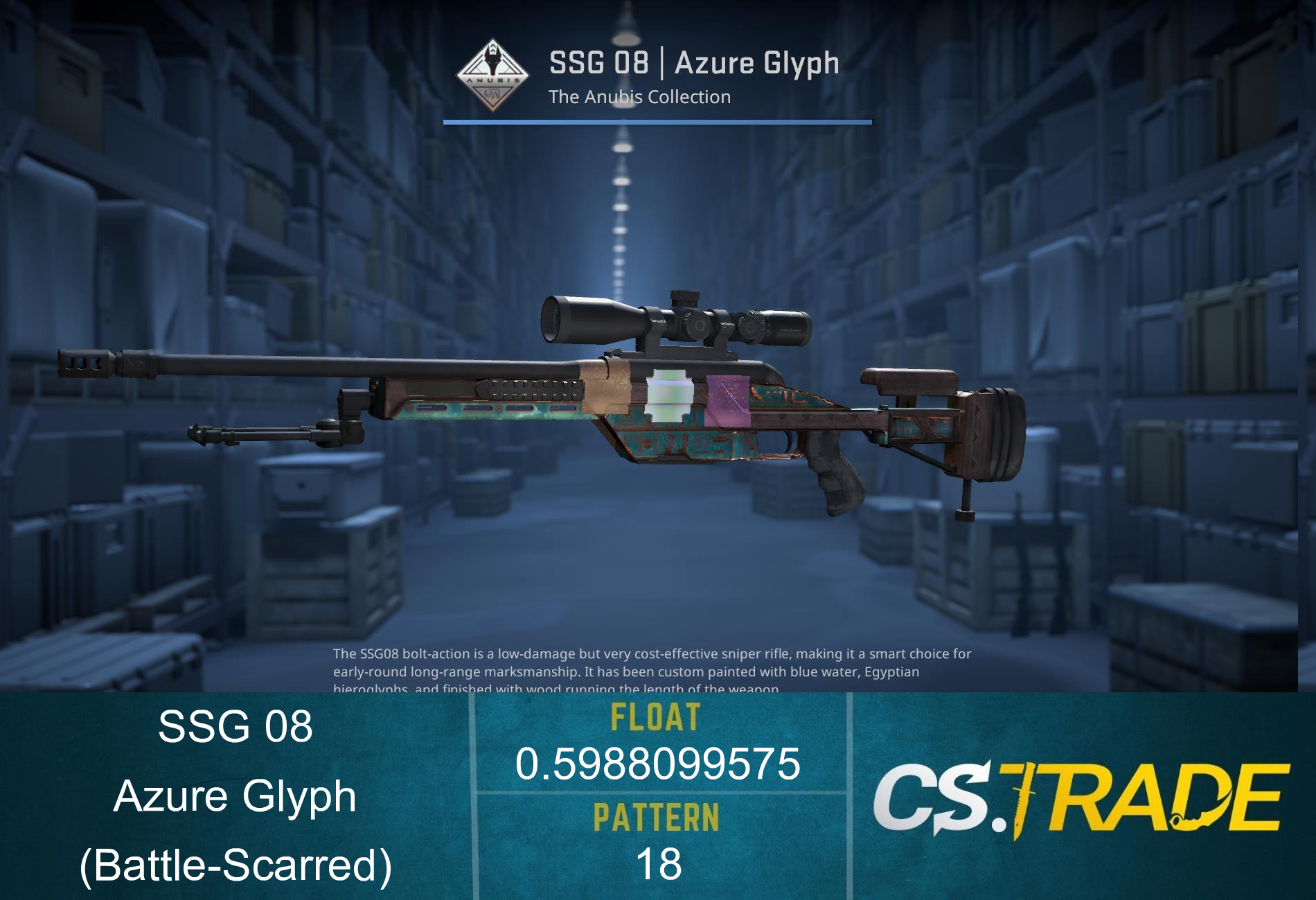SSG 08 | Azure Glyph (Battle-Scarred) Screenshot