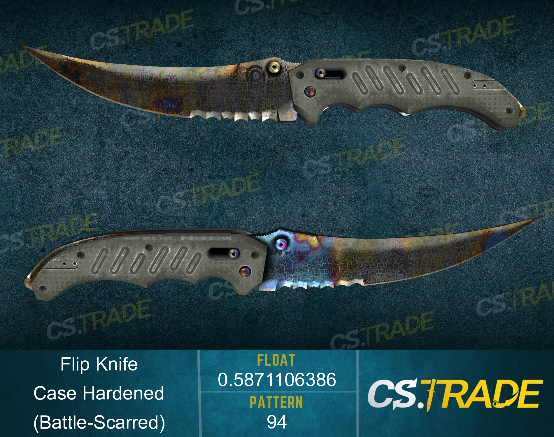 ★ StatTrak™ Flip Knife | Case Hardened (Battle-Scarred) Screenshot