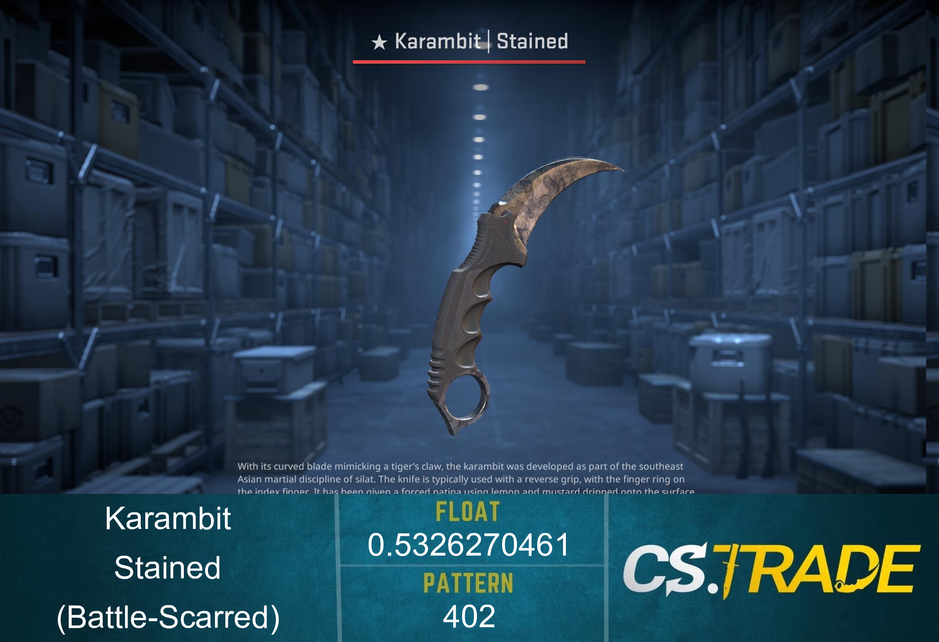★ StatTrak™ Karambit | Stained (Battle-Scarred) Screenshot