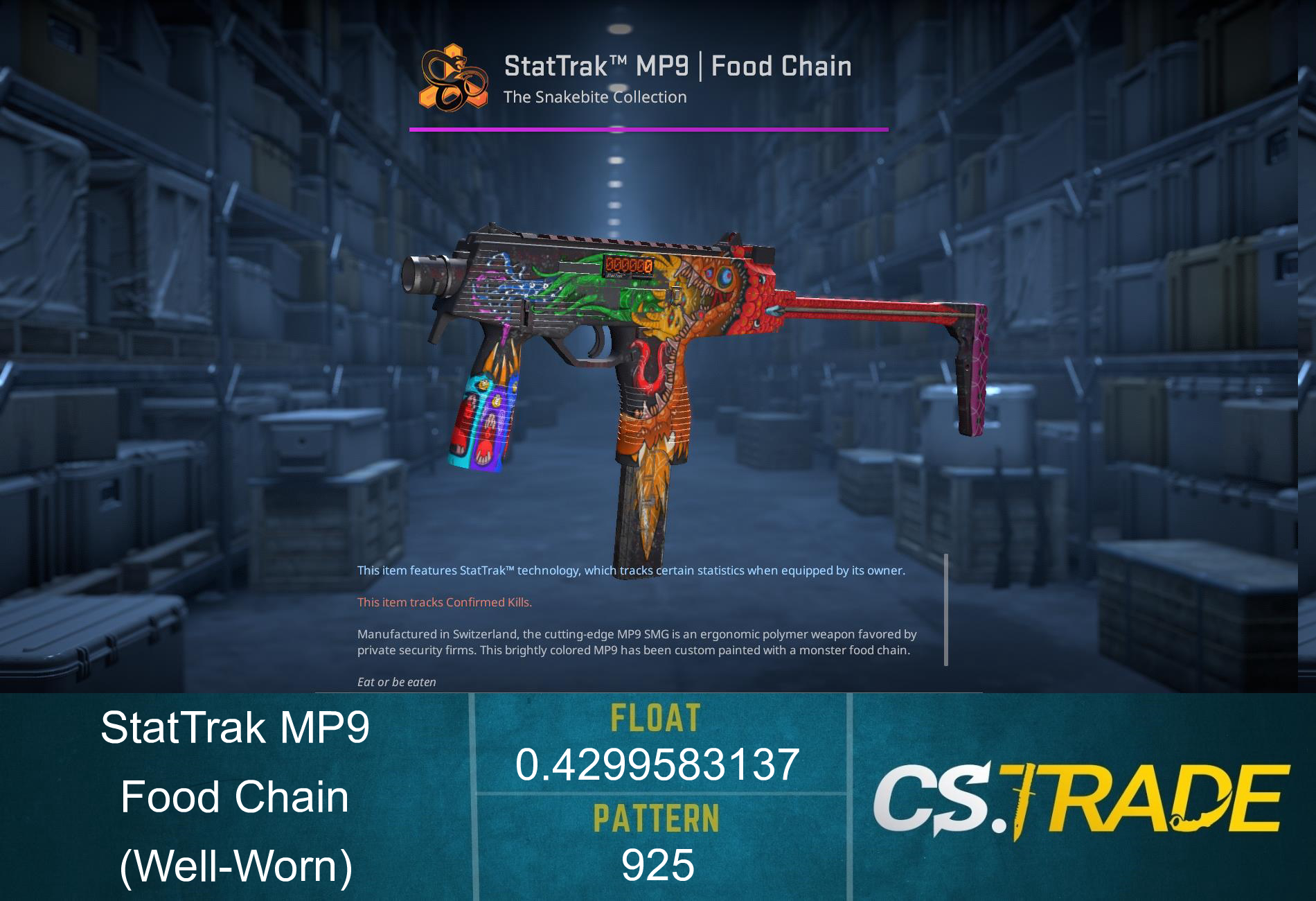 StatTrak™ MP9 | Food Chain (Well-Worn)