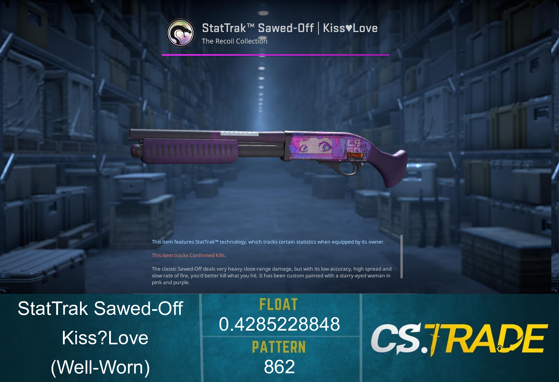 StatTrak™ Sawed-Off | Kiss♥Love (Well-Worn)