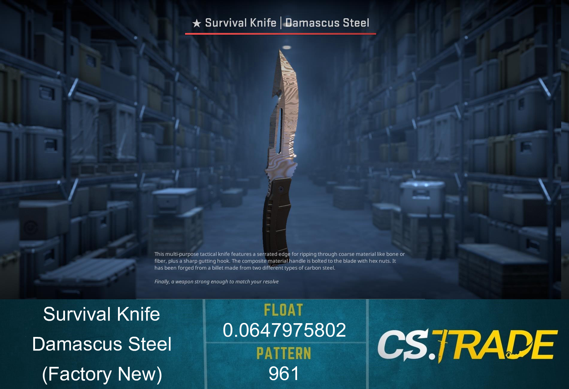 ★ Survival Knife | Damascus Steel (Factory New)
