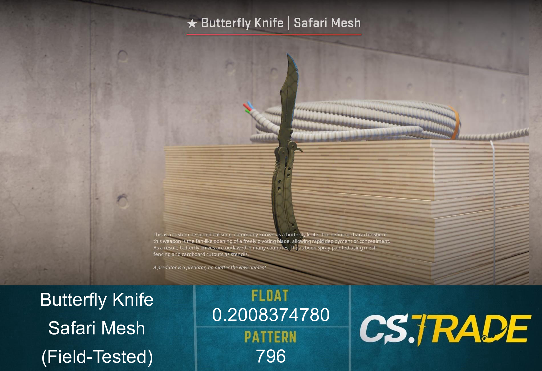 ★ Butterfly Knife | Safari Mesh (Field-Tested) Screenshot