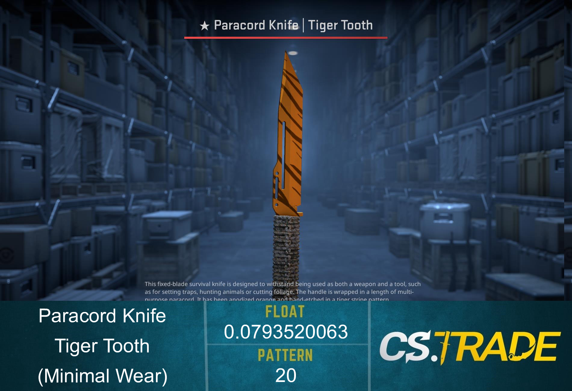 ★ Paracord Knife | Tiger Tooth (Minimal Wear) Screenshot
