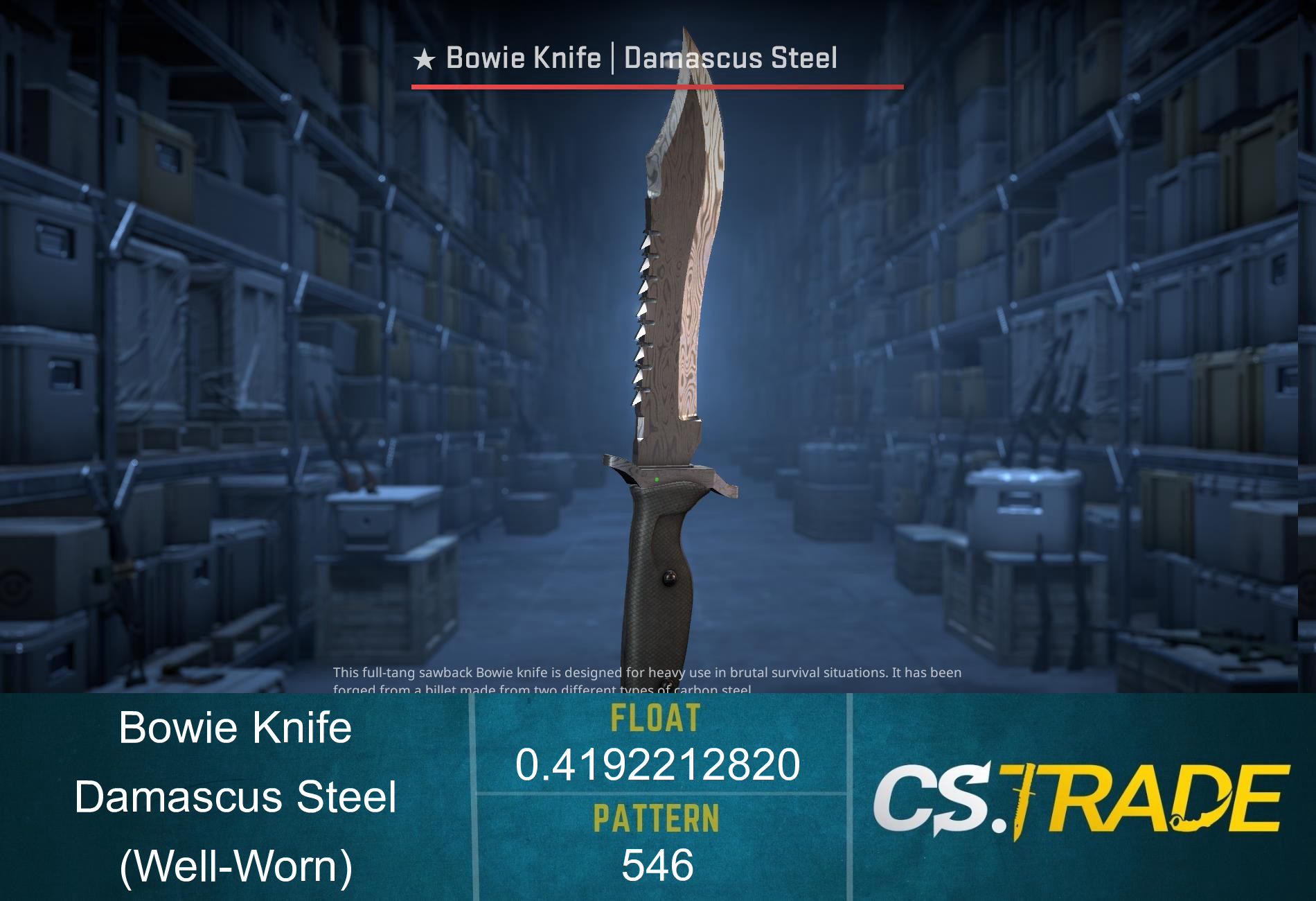 ★ Bowie Knife | Damascus Steel (Well-Worn) Screenshot