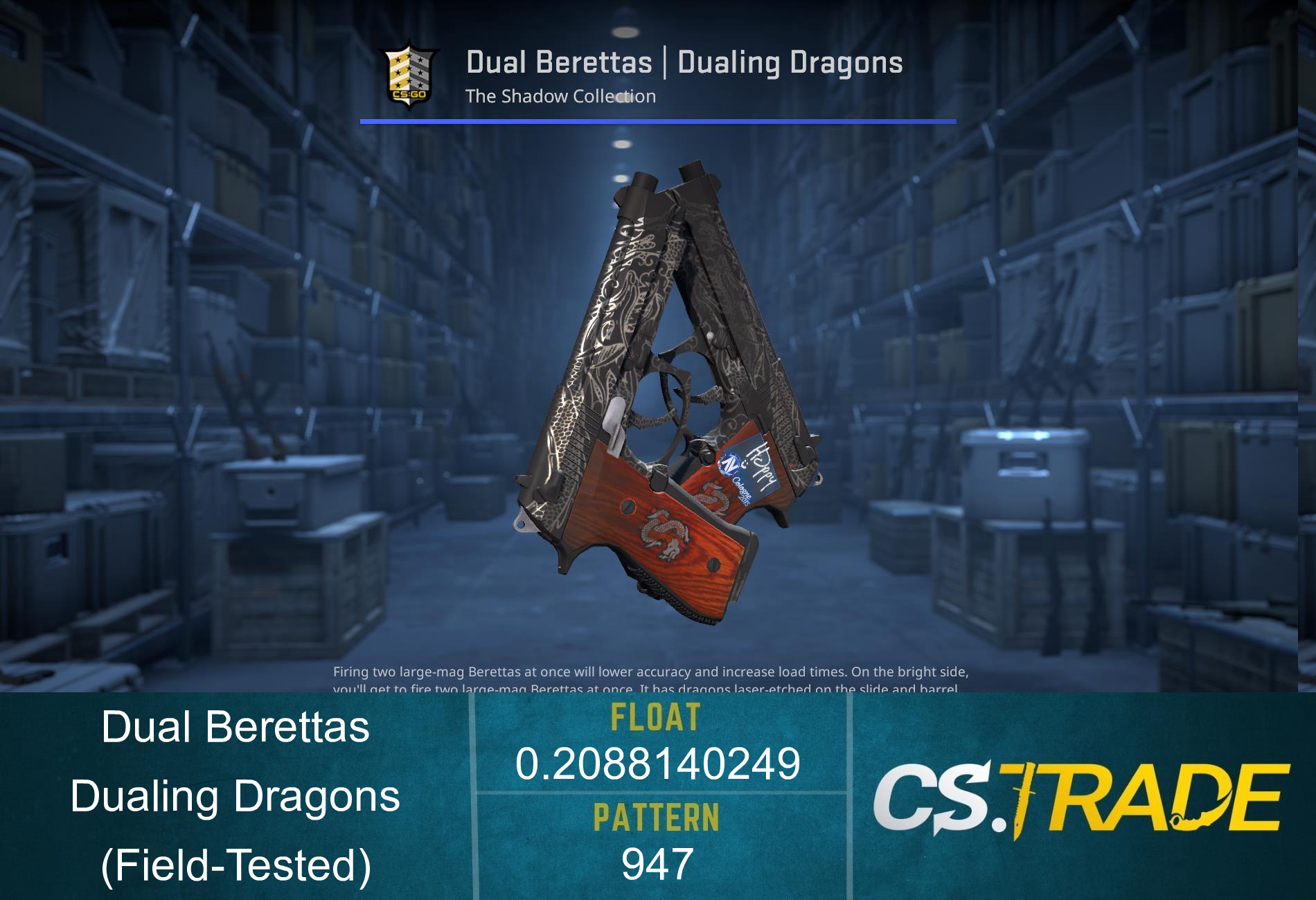 Dual Berettas | Dualing Dragons (Field-Tested) Screenshot