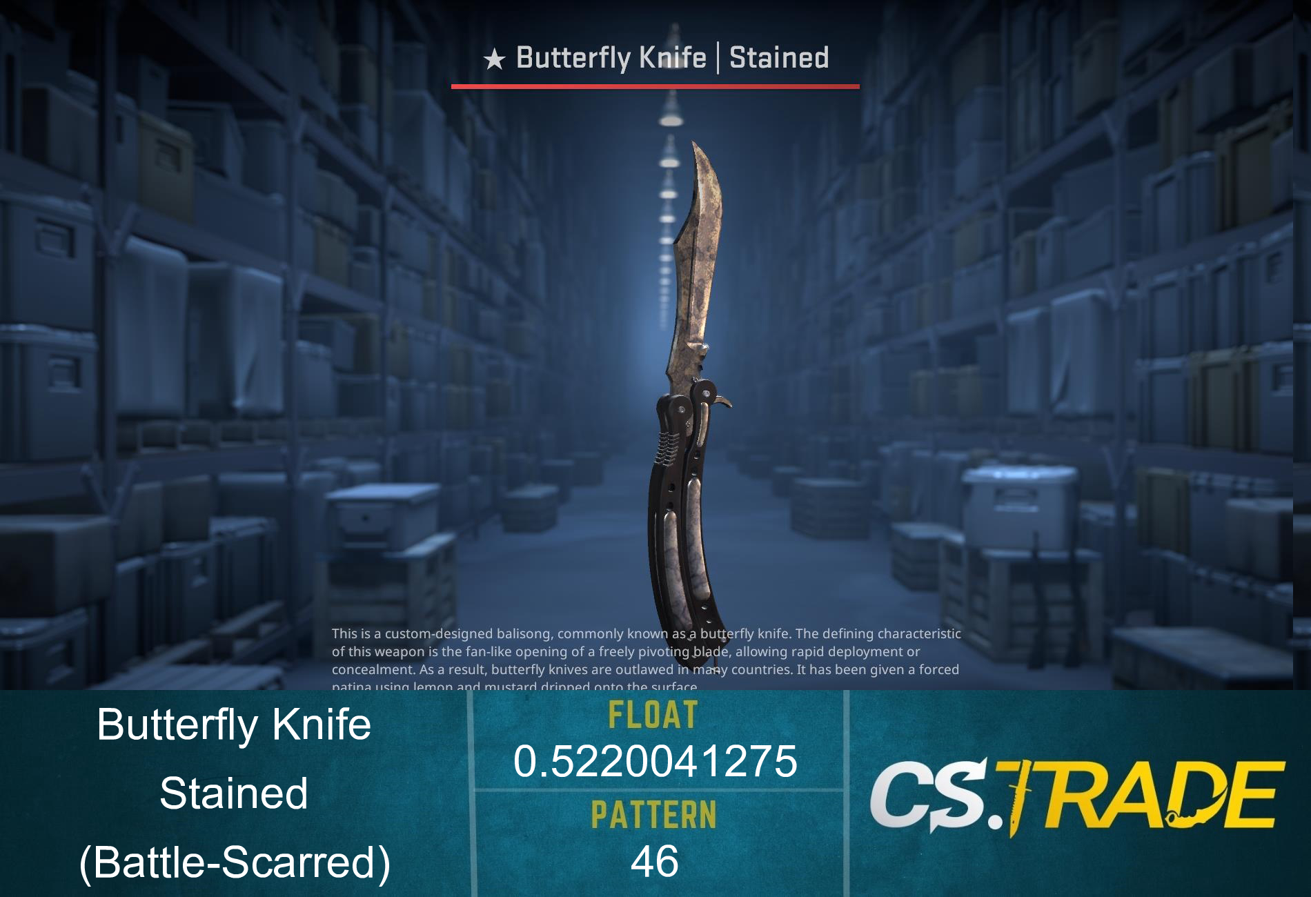 ★ StatTrak™ Butterfly Knife | Stained (Battle-Scarred) Screenshot