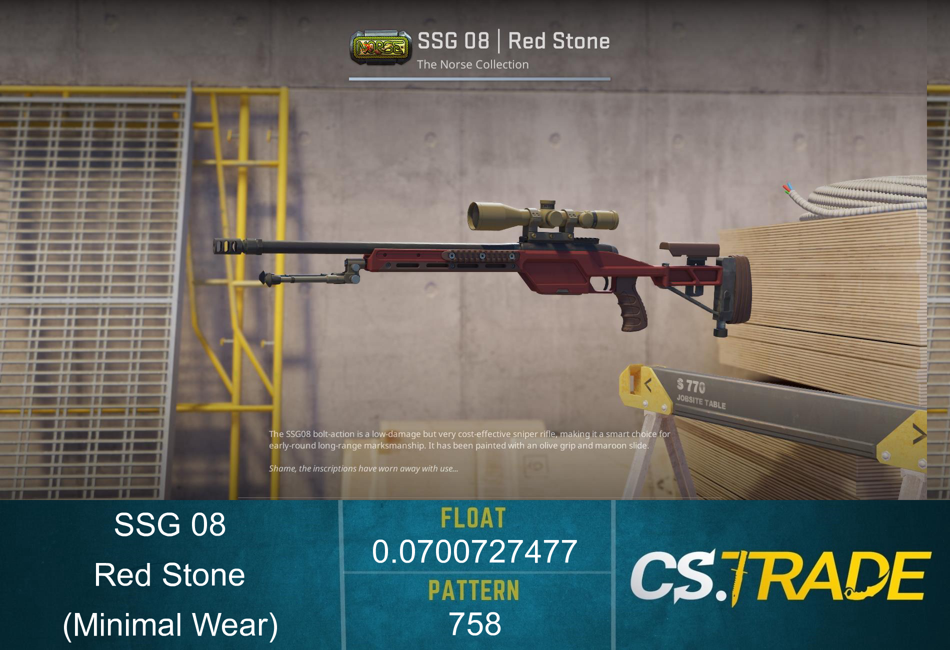 SSG 08 | Red Stone (Minimal Wear) Screenshot