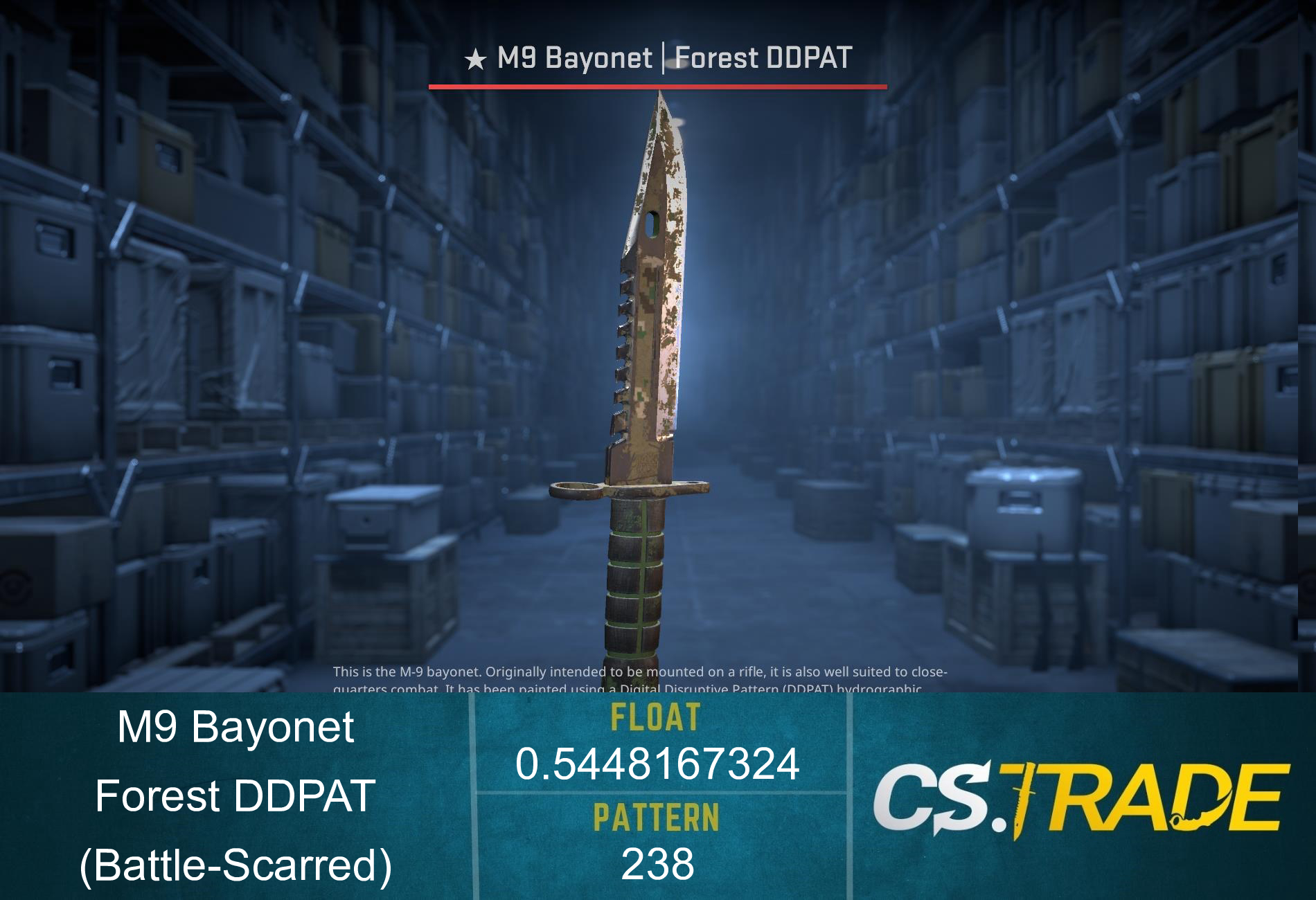 ★ StatTrak™ M9 Bayonet | Forest DDPAT (Battle-Scarred) Screenshot