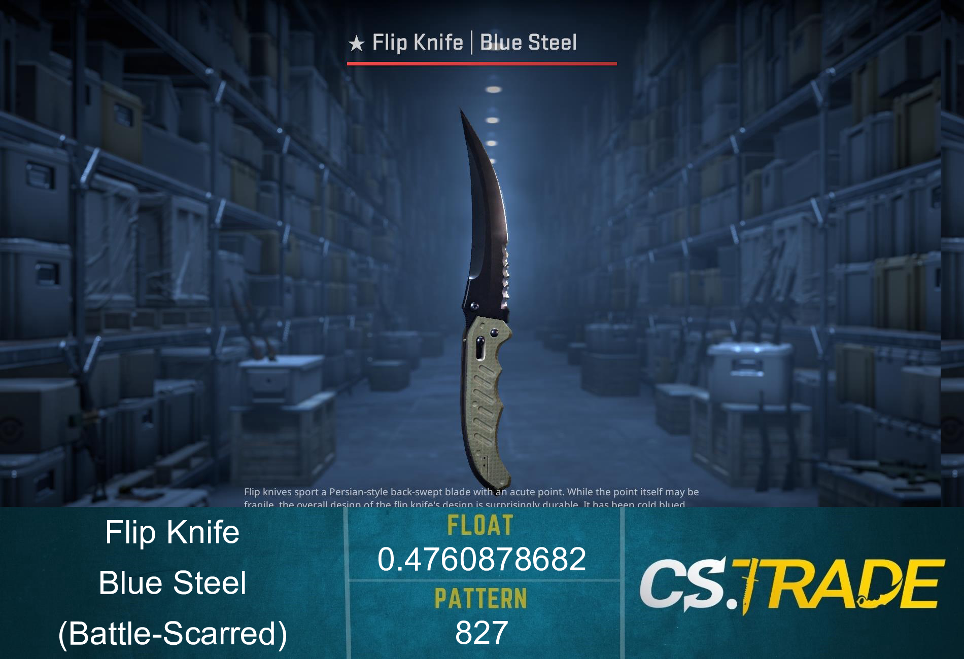 ★ StatTrak™ Flip Knife | Blue Steel (Battle-Scarred) Screenshot